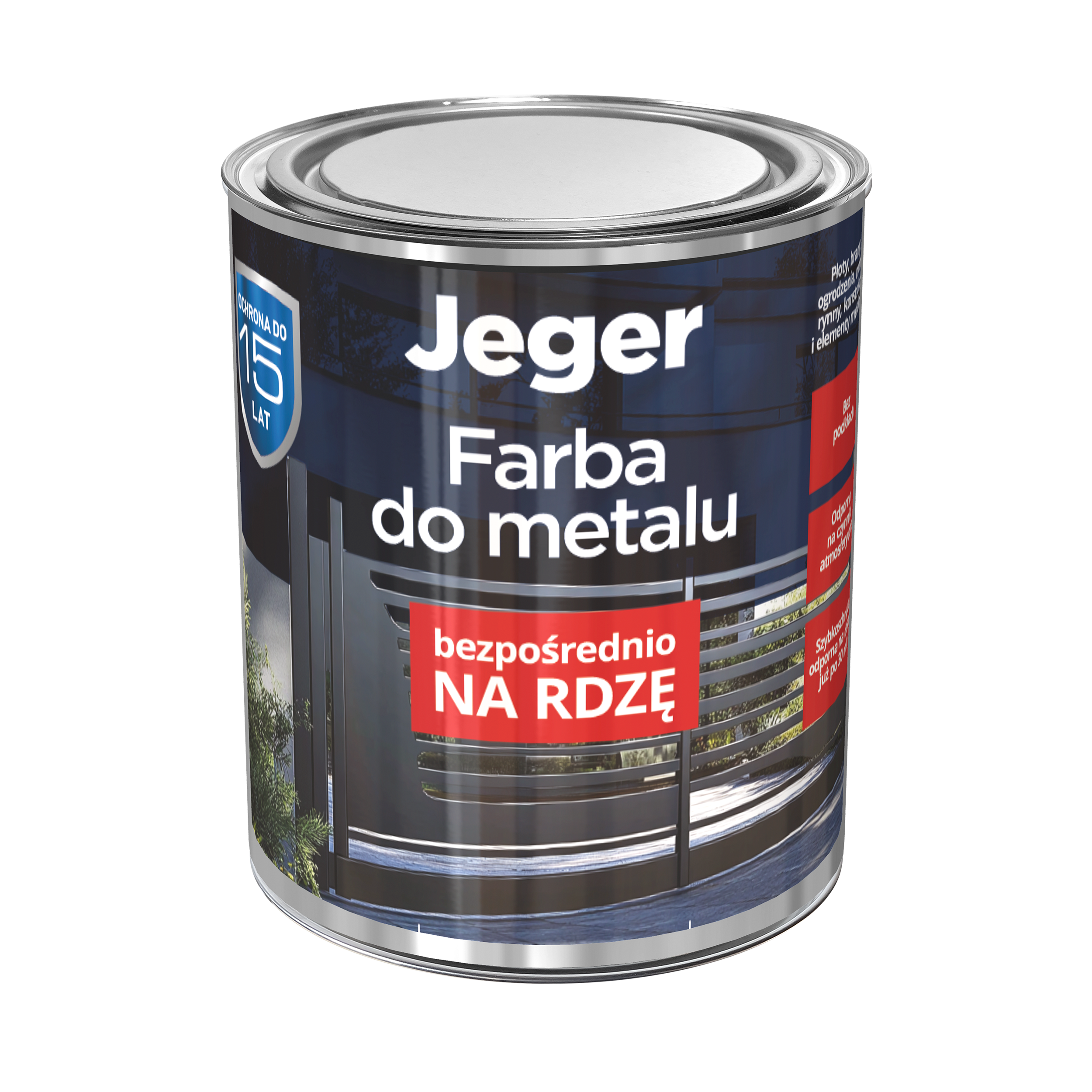Farba do metalu na rdzę 0.7 l czarna połysk Jeger - 2
