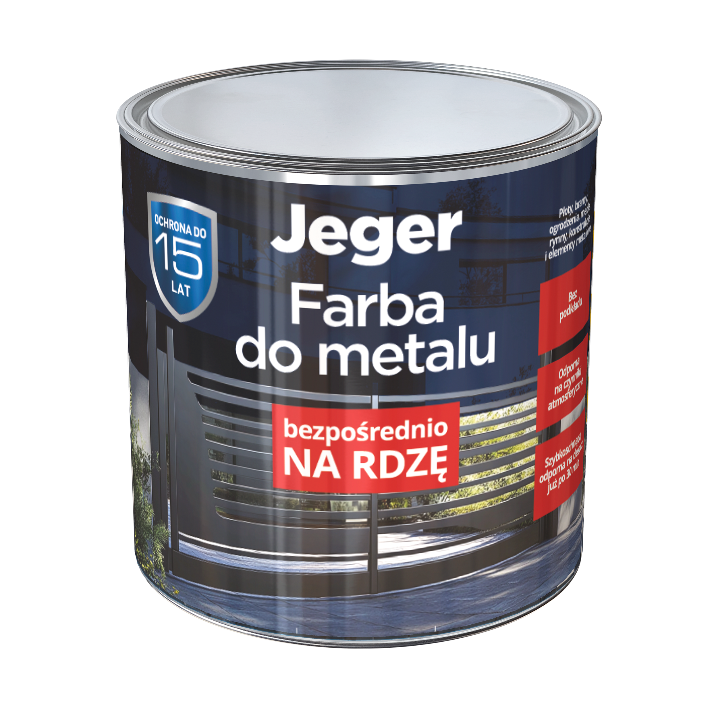 Farba do metalu na rdzę 2.5 l czarna połysk Jeger - 2