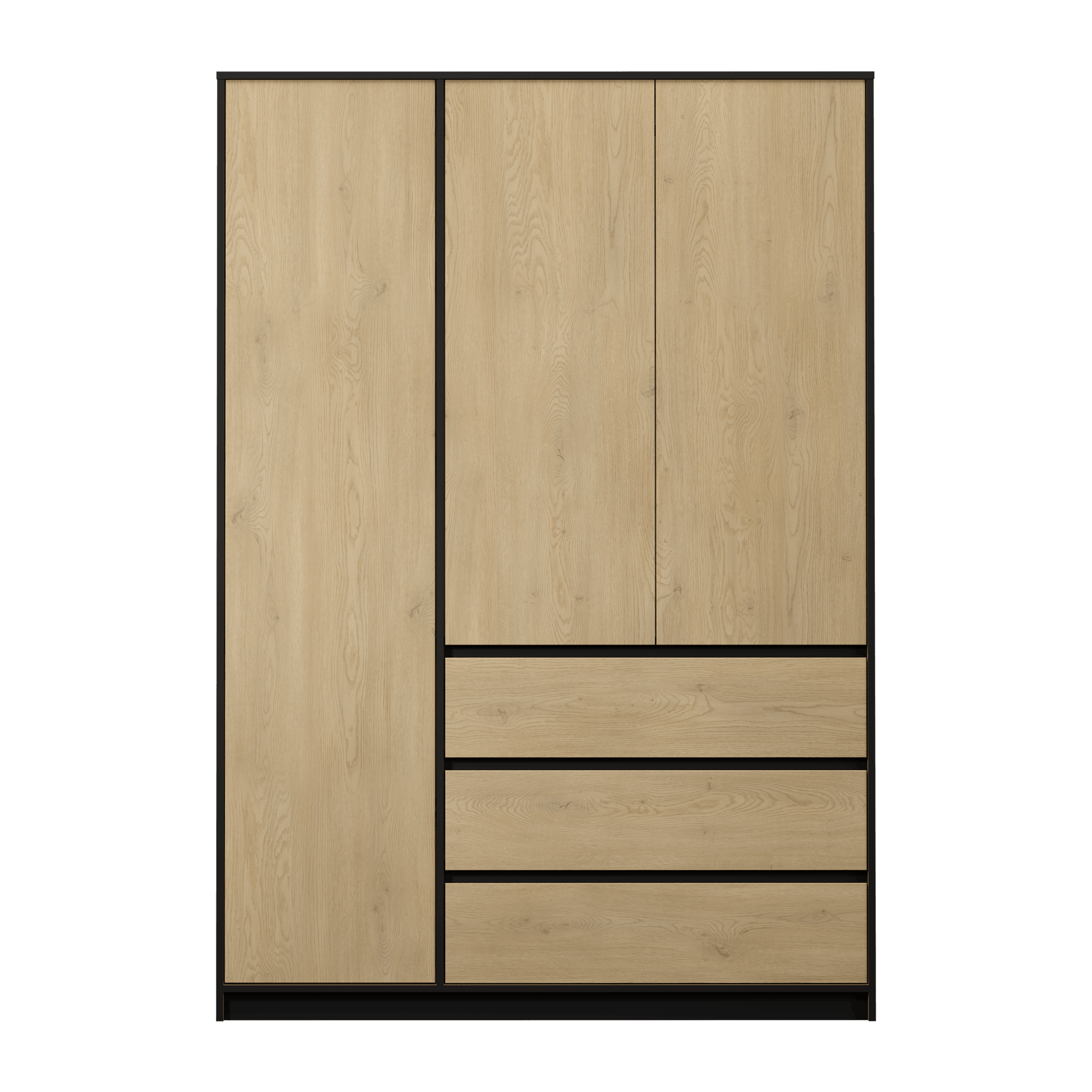 Szafa ubraniowa dwudrzwiowa z szufladami Mito 138 x 58.1 x 198.1 cm dąb cremona