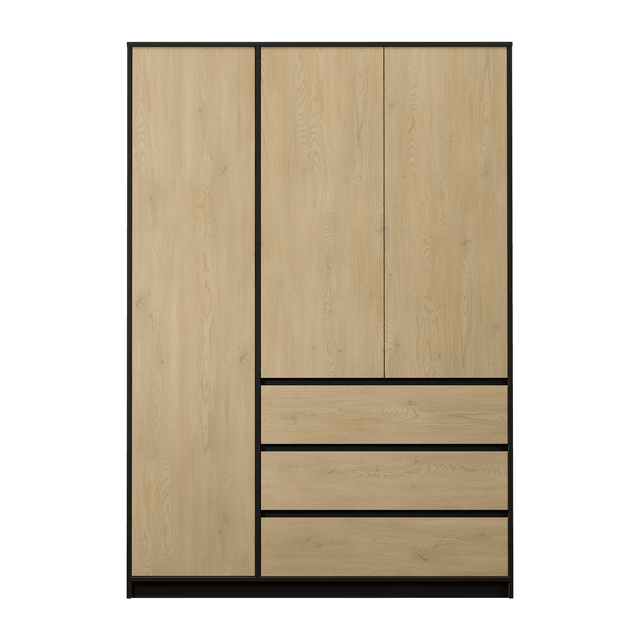 Szafa ubraniowa dwudrzwiowa z szufladami Mito 138 x 58.1 x 198.1 cm dąb cremona