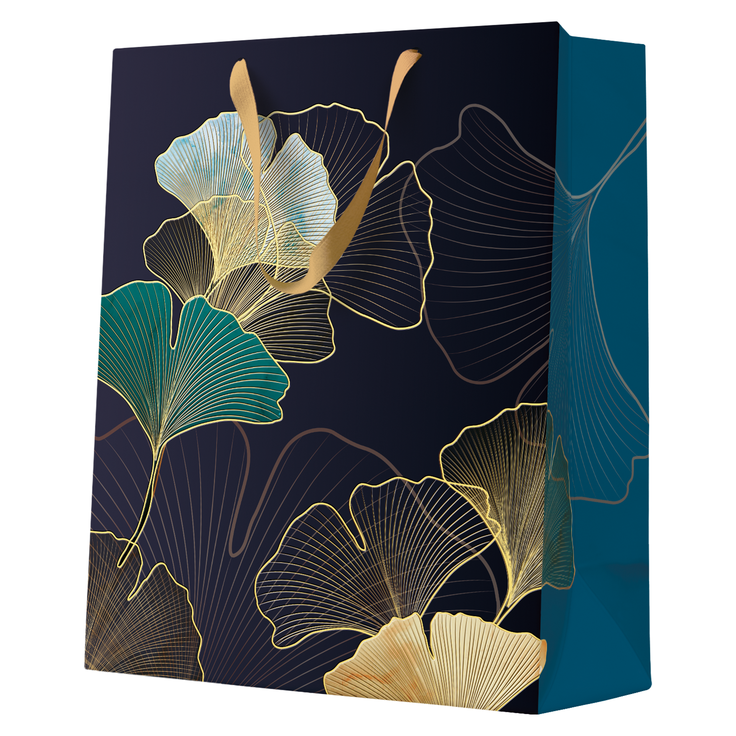 Torba prezentowa papierowa L 26.5 x 33.5 cm Stylish Ginkgo granatowa