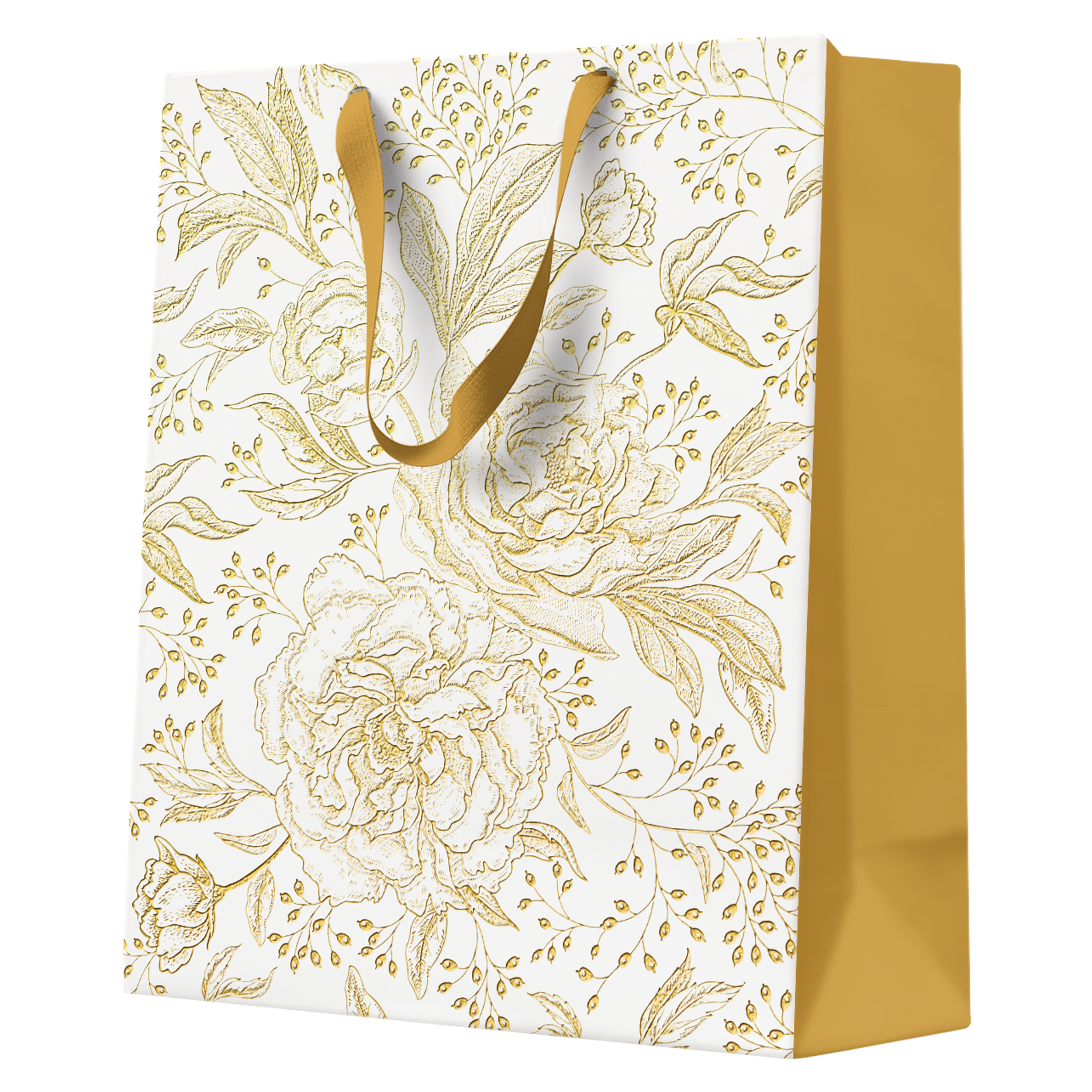 Torba prezentowa papierowa M 20 x 25 cm Rose Peonie złota
