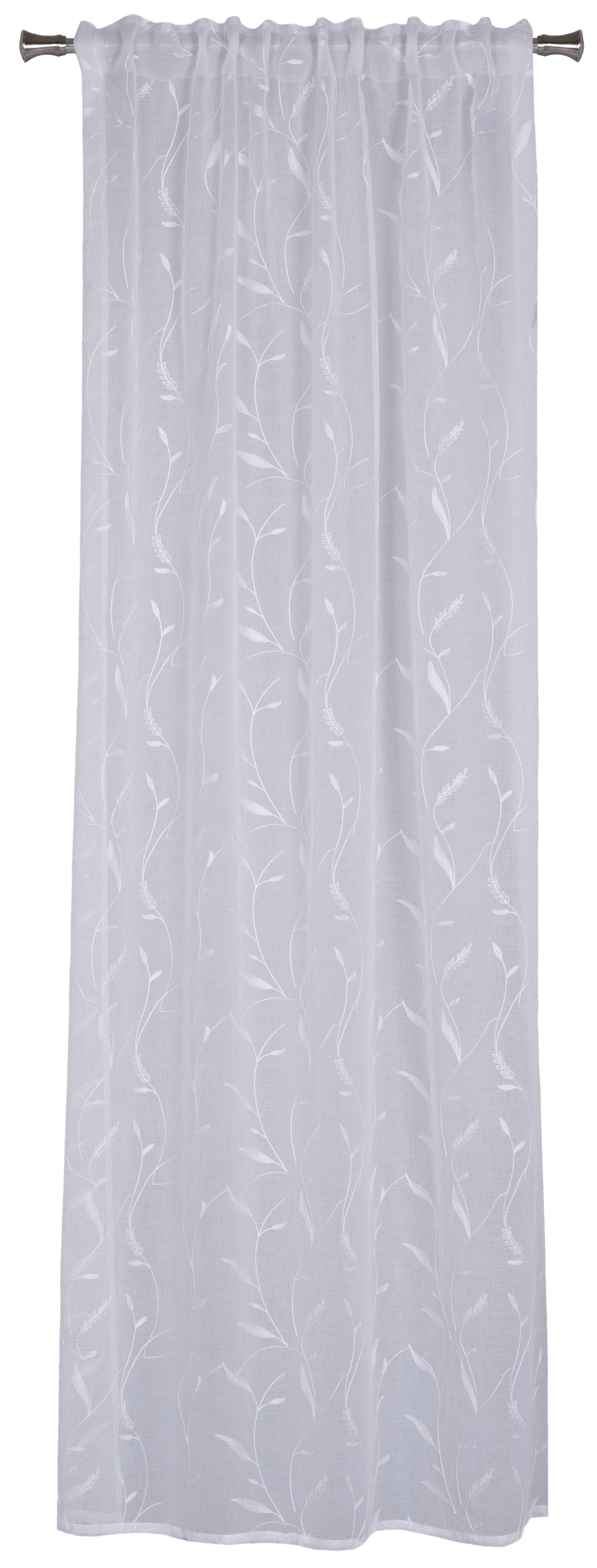 Firana gotowa Imbra 140 x 250 cm biała haftowana na taśmie