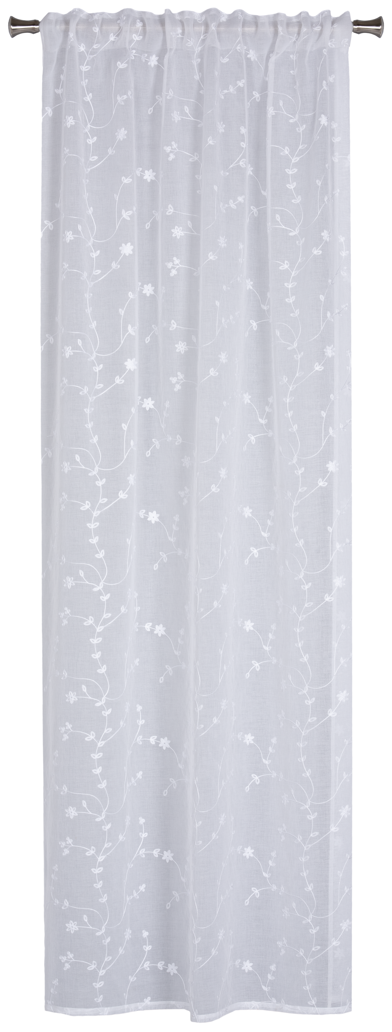 Firana gotowa Della 140 x 250 cm biała haftowana na taśmie