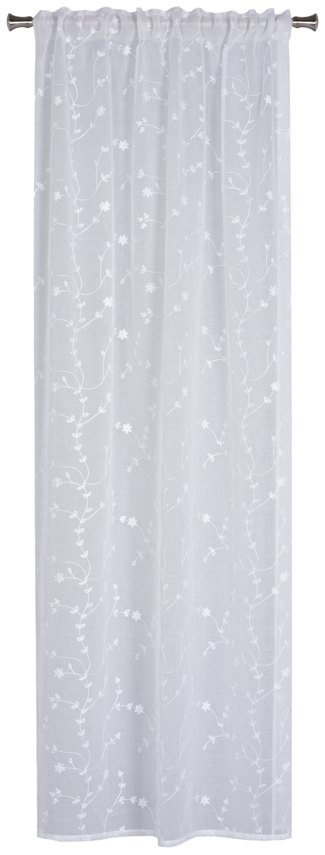Firana gotowa Della 140 x 250 cm biała haftowana na taśmie