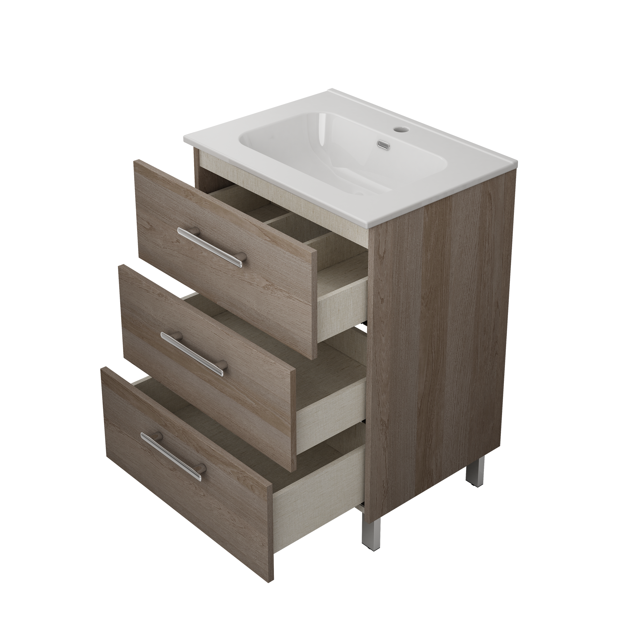 Mueble de baño con lavabo Remix2 roble gris 60x45 cm - 2