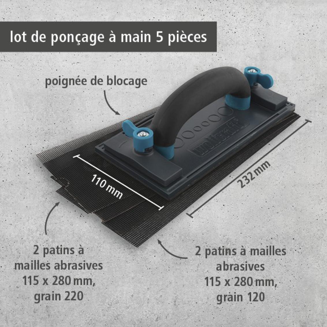 Kit de ponçage à main pour zone de joint WOLFCRAFT 5 pièces - 2