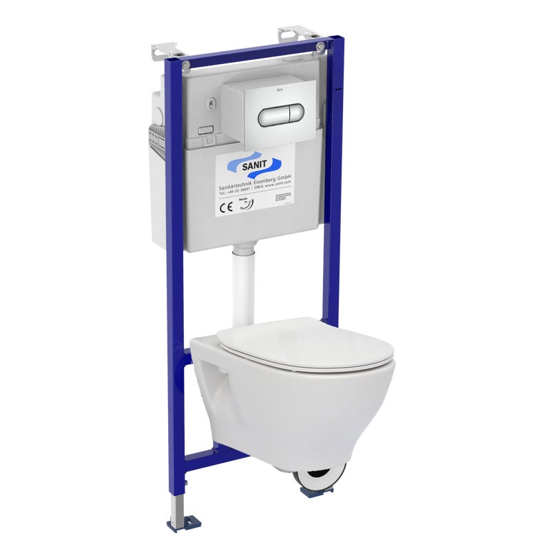 Zestaw podtynkowy WC Nereus + miska bezkołnierzowa + deska wolnoopadająca + przycisk NV2 chrom Roca