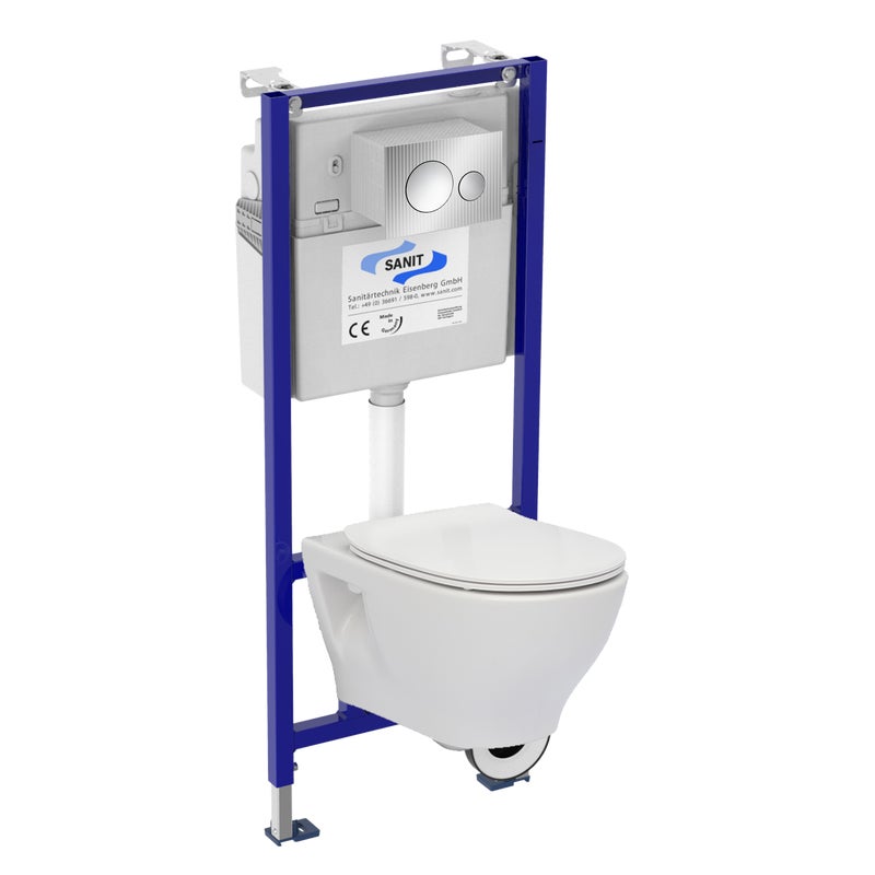 Zestaw podtynkowy WC Nereus + miska bezkołnierzowa + deska wolnoopadająca + przycisk Dance chrom Roca