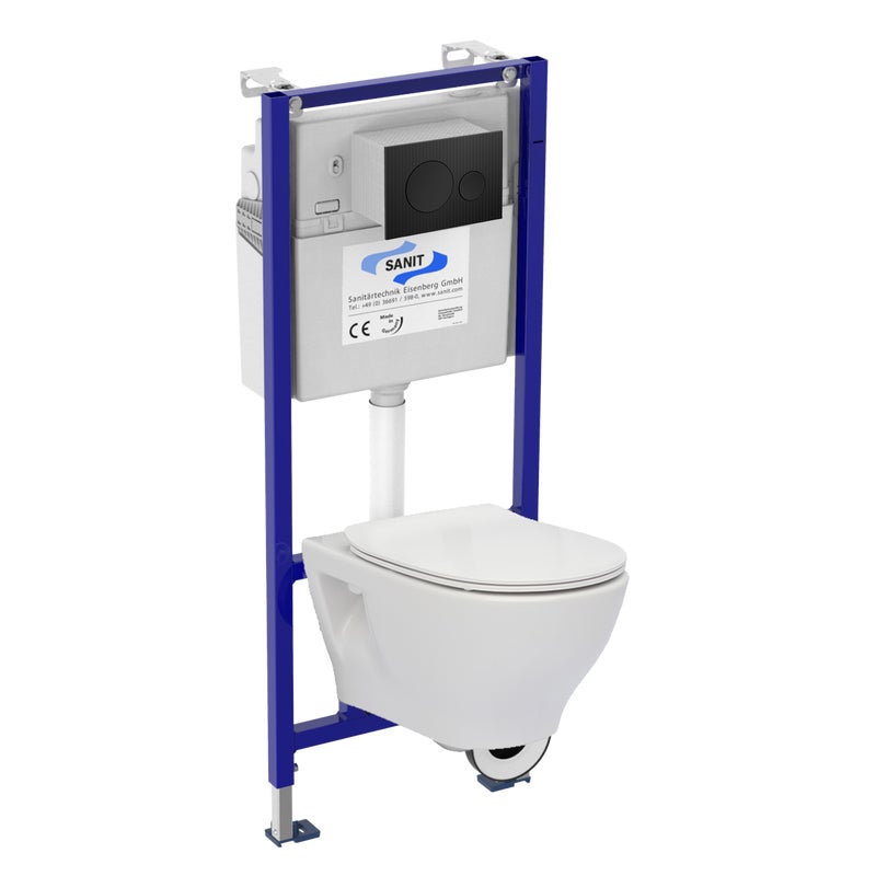 Zestaw podtynkowy WC Nereus + miska bezkołnierzowa + deska wolnoopadająca + przycisk Dance czarny Roca