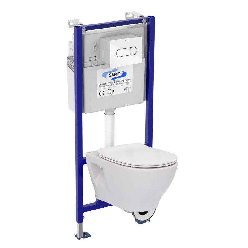 Zestaw podtynkowy WC Nereus + miska bezkołnierzowa + deska wolnoopadająca + przycisk NV2 biały Roca