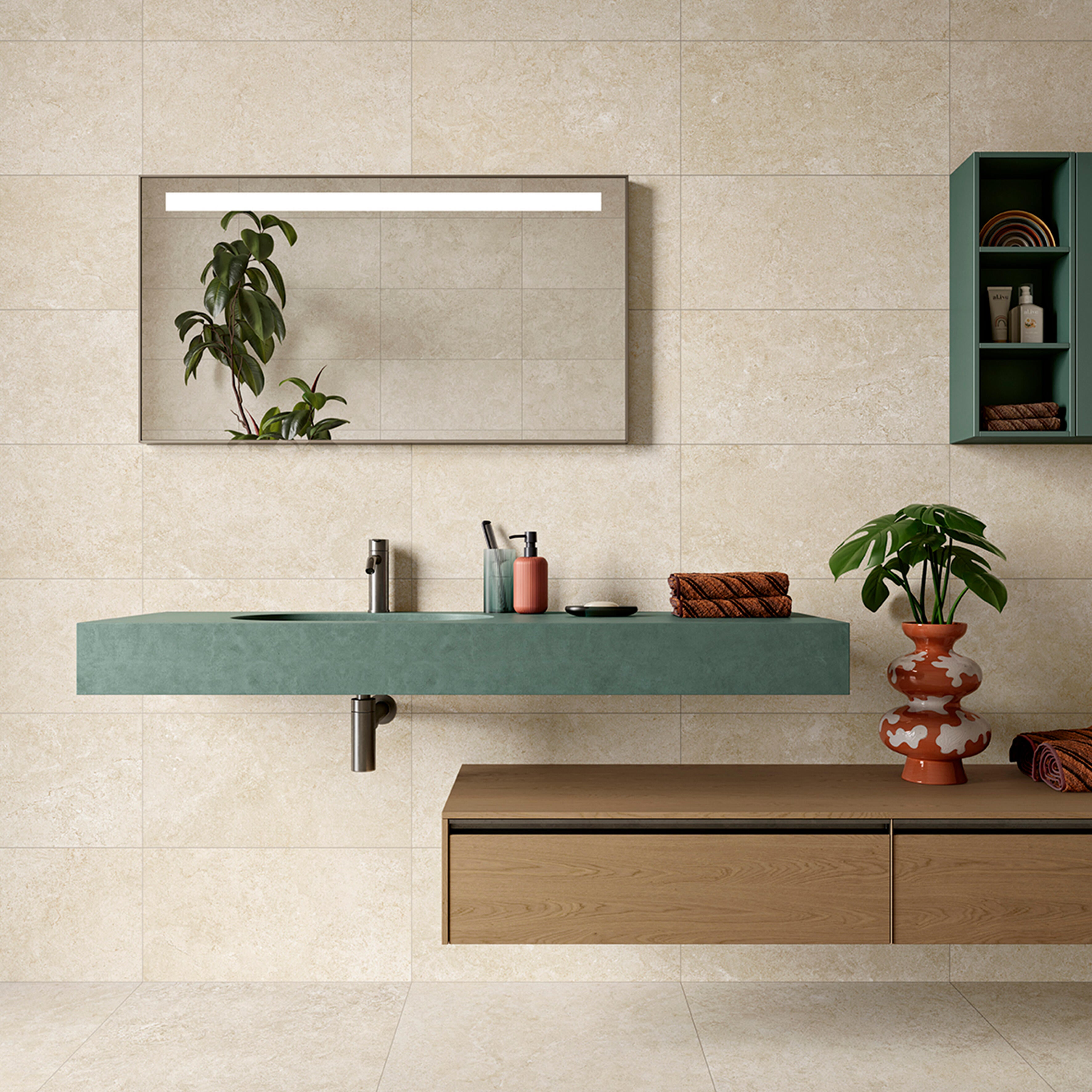 Pavimento cerâmico Gresart Soft Stone branco 60x60 cm - 10