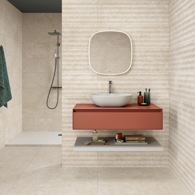 Pavimento cerâmico Gresart Soft Stone branco 60x60 cm