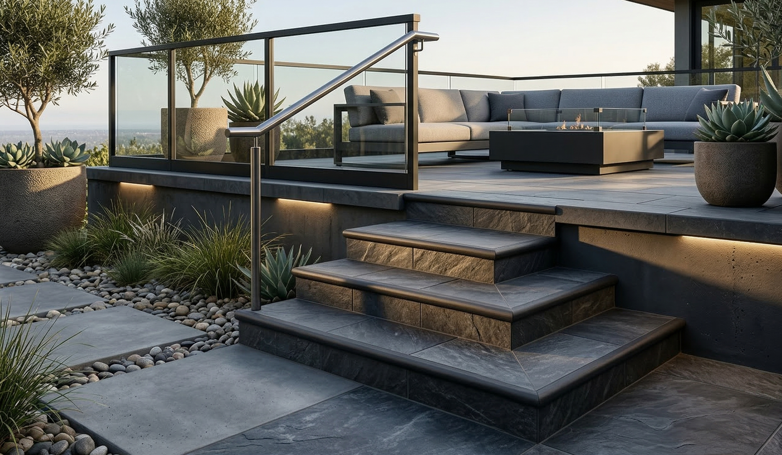 PELDAÑO GRES 33X33 CM. RAYASTHAN PIZARRA. UNIDAD - 2