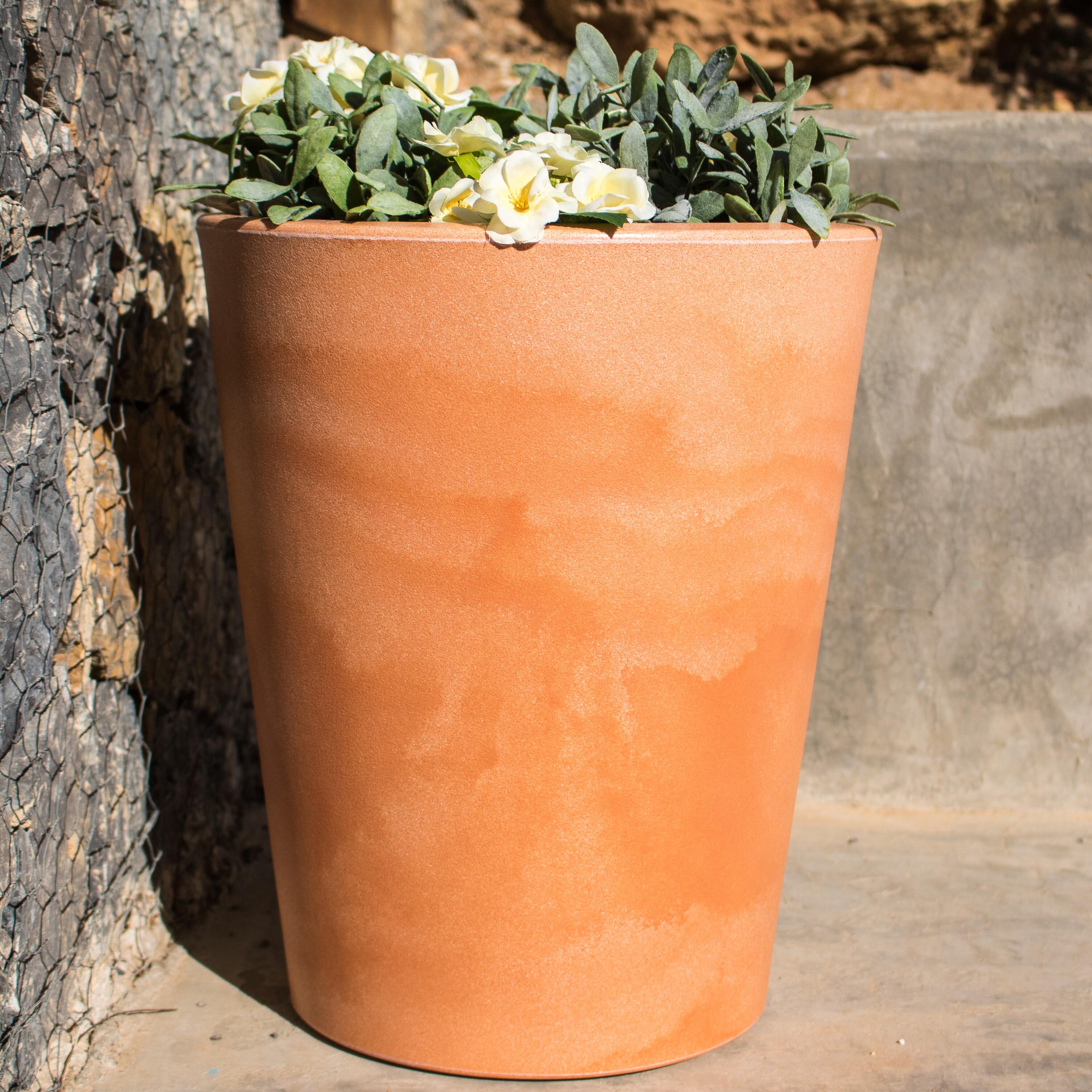 Maceta redonda de polietileno NEWGARDEN Gerbera ø 33 cm y 39 cm altura marrón topo - 6