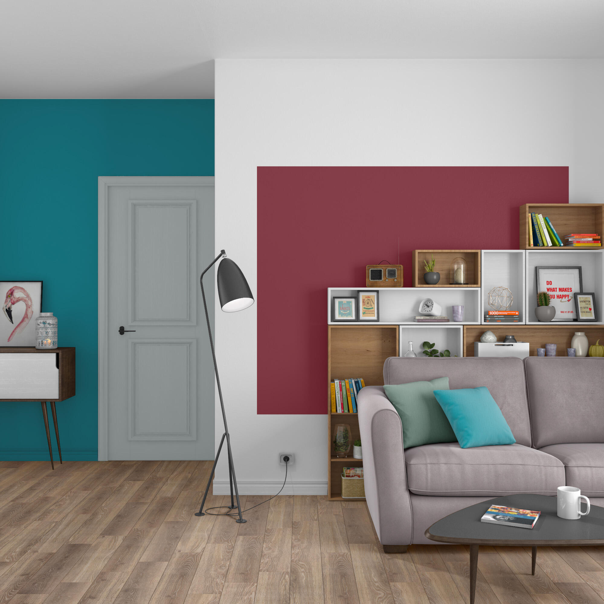 Pittura per interni per parete e soffitto lavabile, LUXENS murale blu miami 1 opaco, 2.5 L - 8