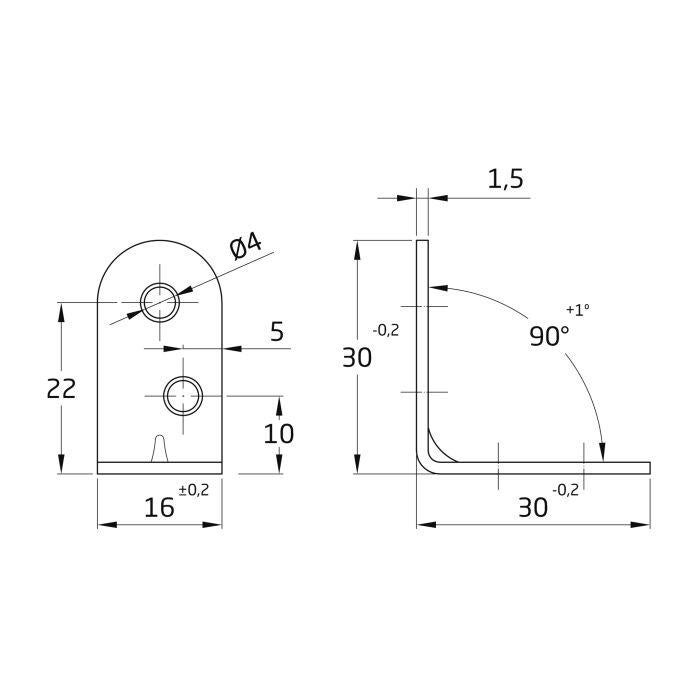 Escuadra ángulo de acero bicromatado de 30 x 30 x 16 mm - 3