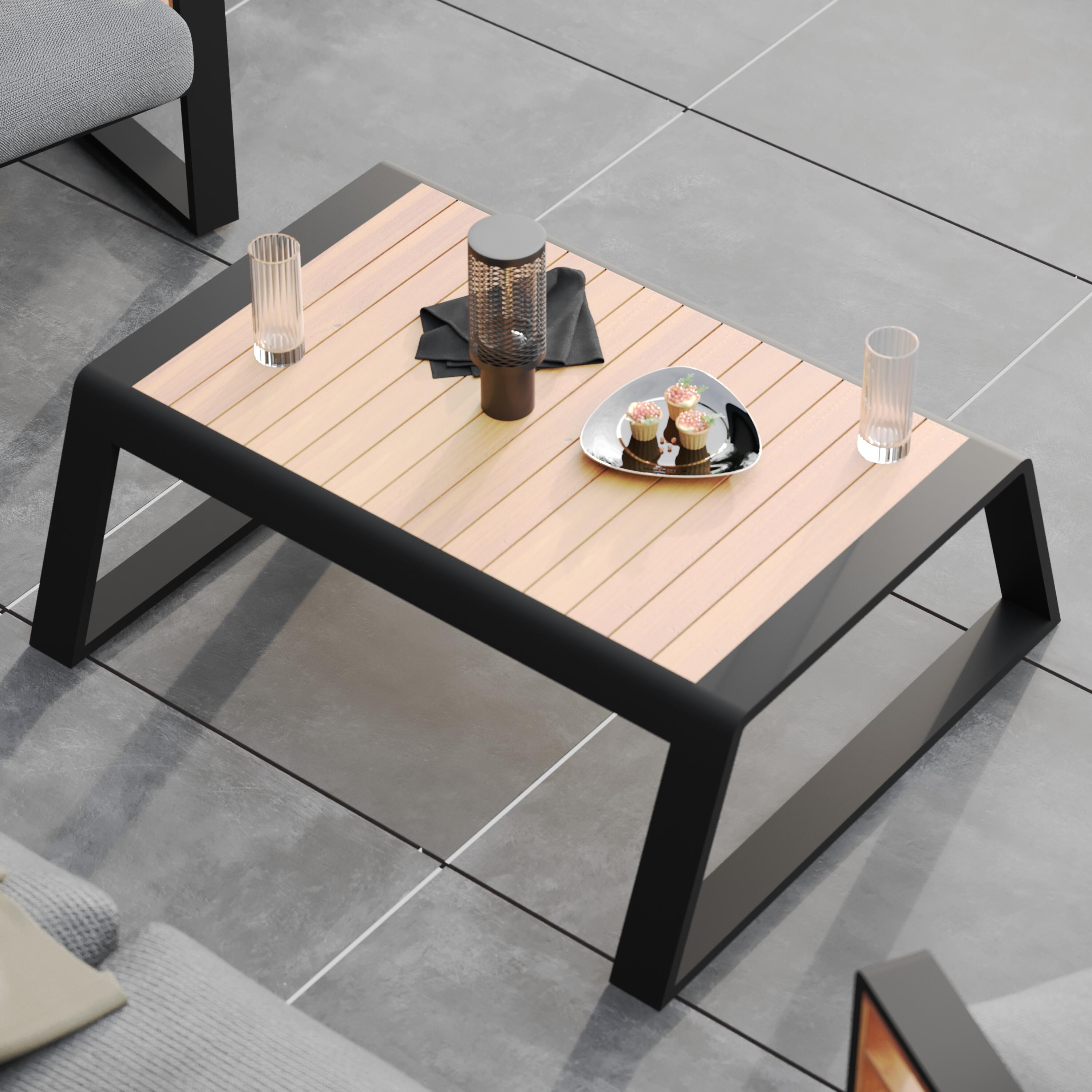 Conjunto jardim relax sofá, mesa, 2 cadeiras teca cinzento Ionis Naterial - 7