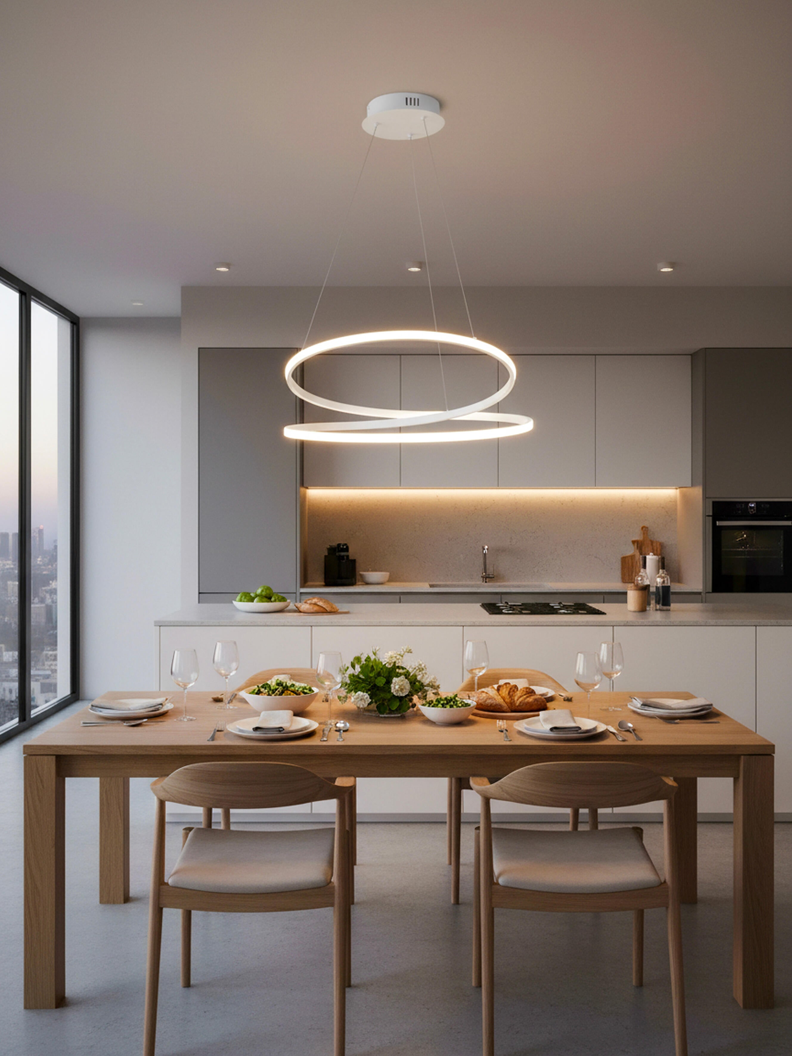 Lampadario LED moderno Melissa bianco ø50cm, luce naturale 3800 lumen - 3