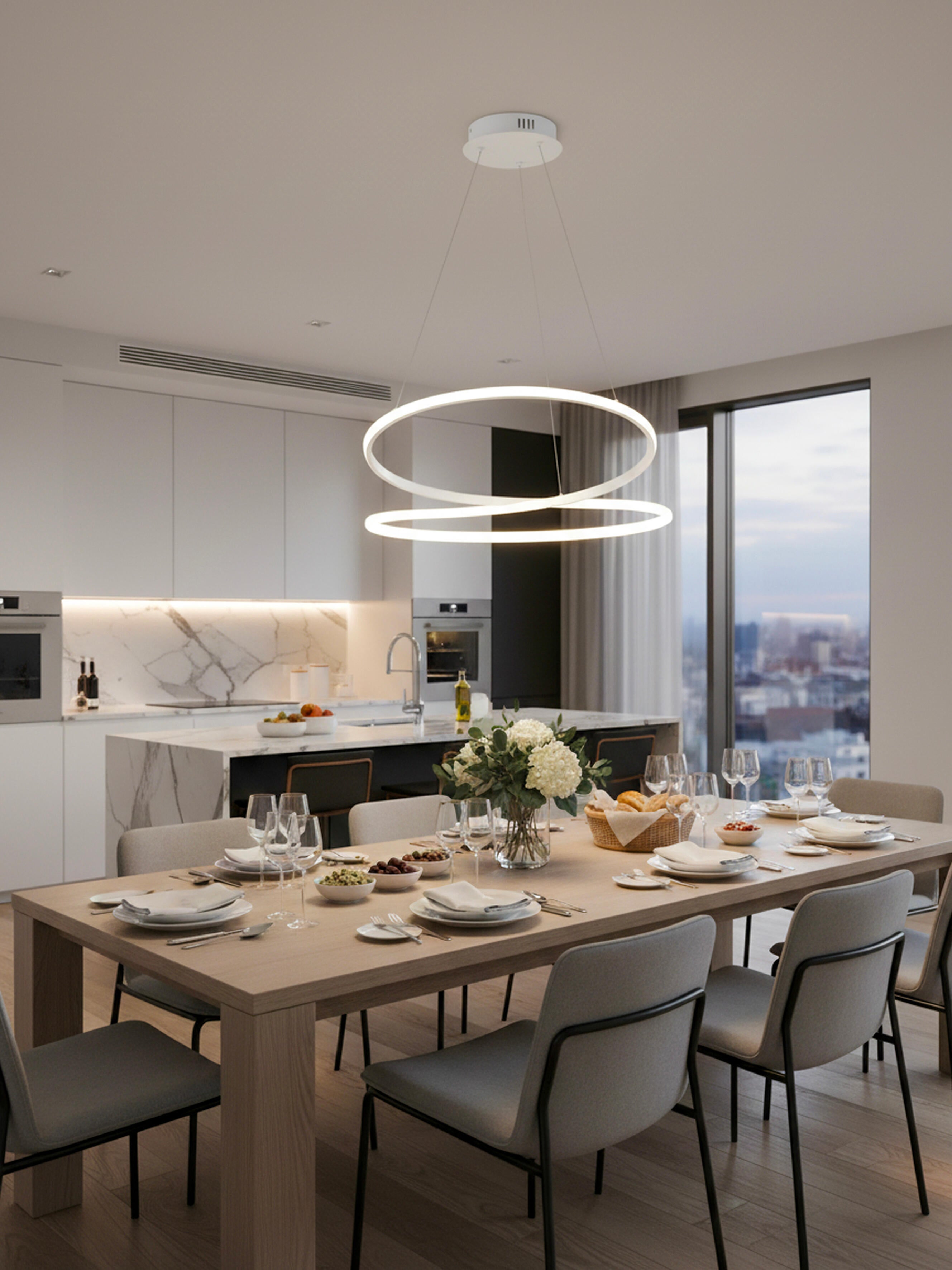 Lampadario LED moderno Melissa bianco ø50cm, luce naturale 3800 lumen - 2