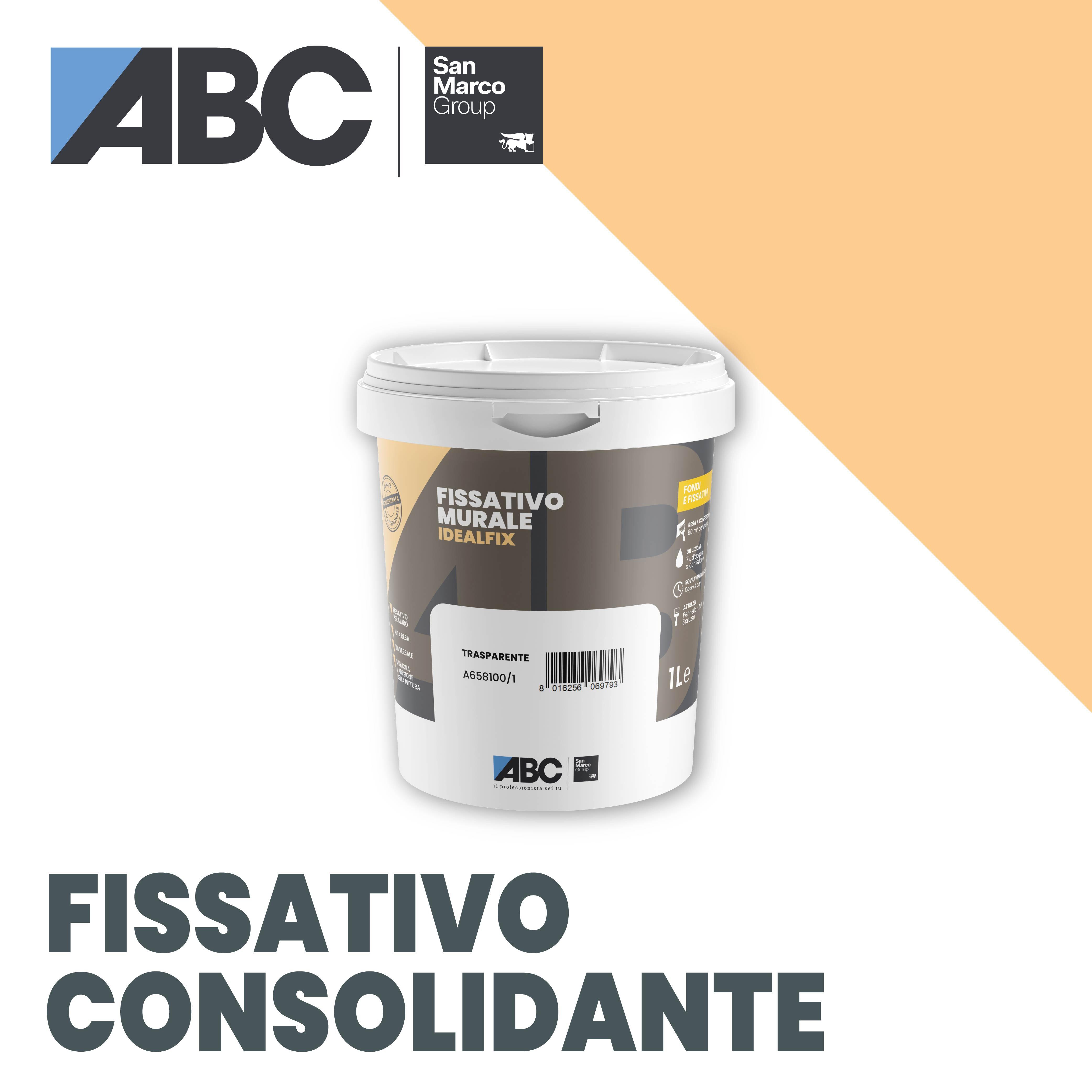 Fissativo per pittura su intonaco di calce cementizia ABC idealfix base acqua 1 L 1 Kg - 2