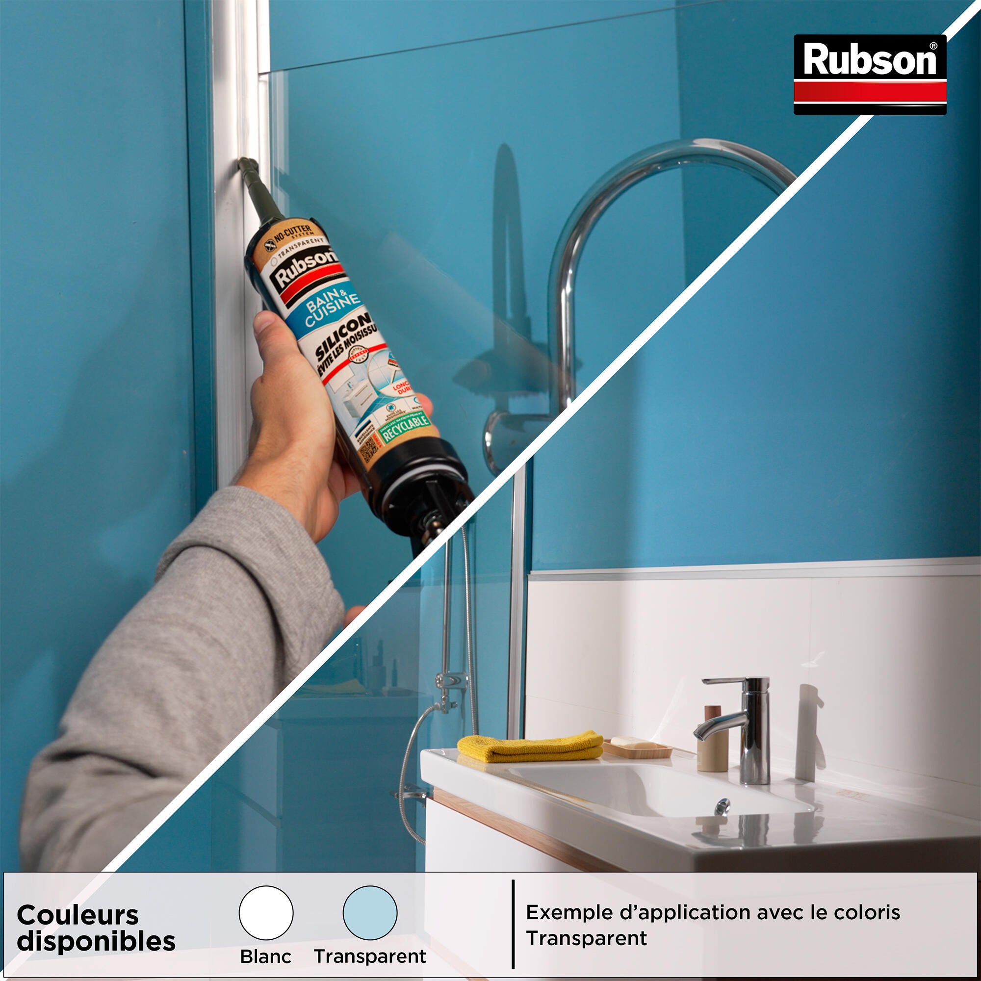 Silicone d'étanchéité Bain et cuisine RUBSON blanc, 560 ml - 5