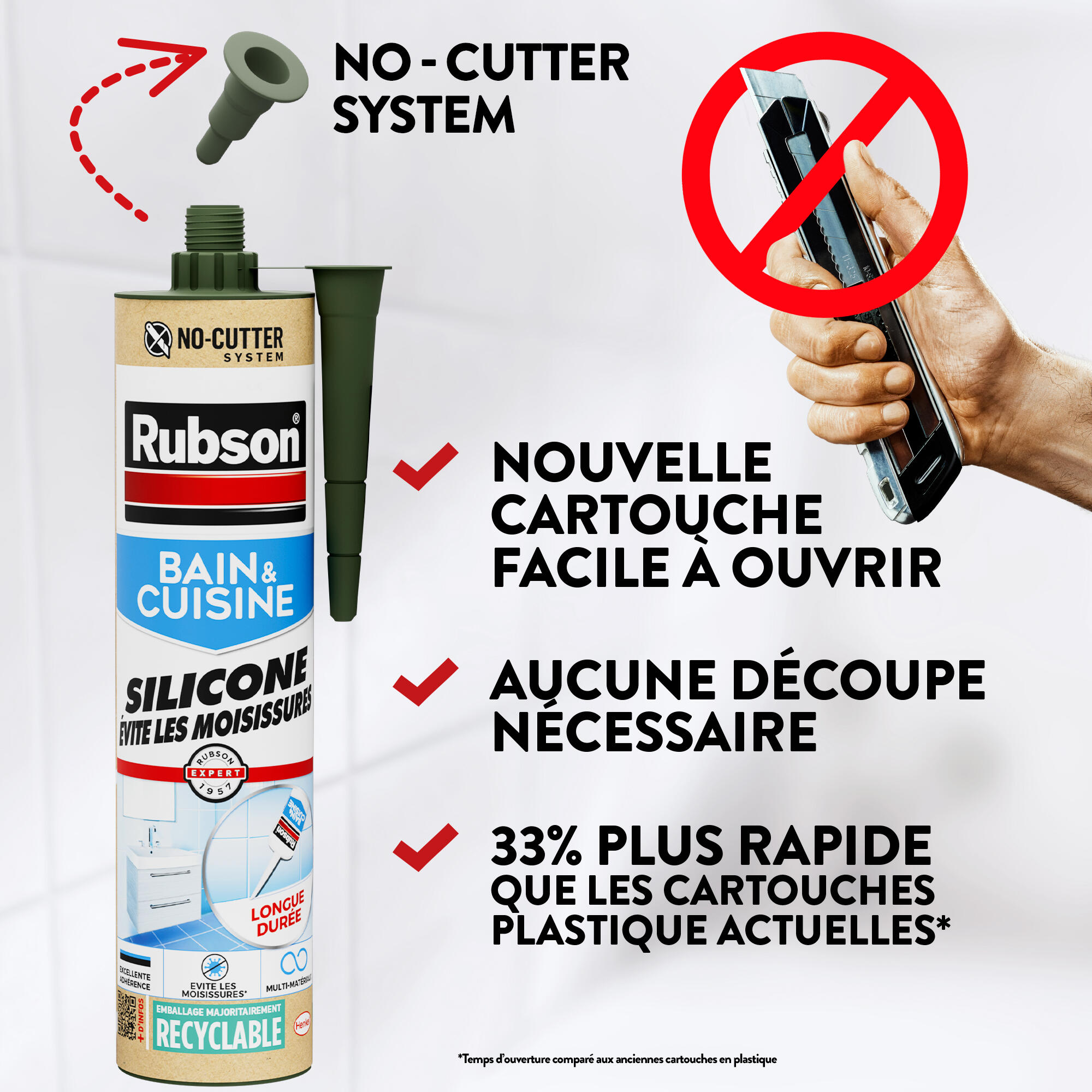 Silicone d'étanchéité Bain et cuisine RUBSON blanc, 560 ml - 4