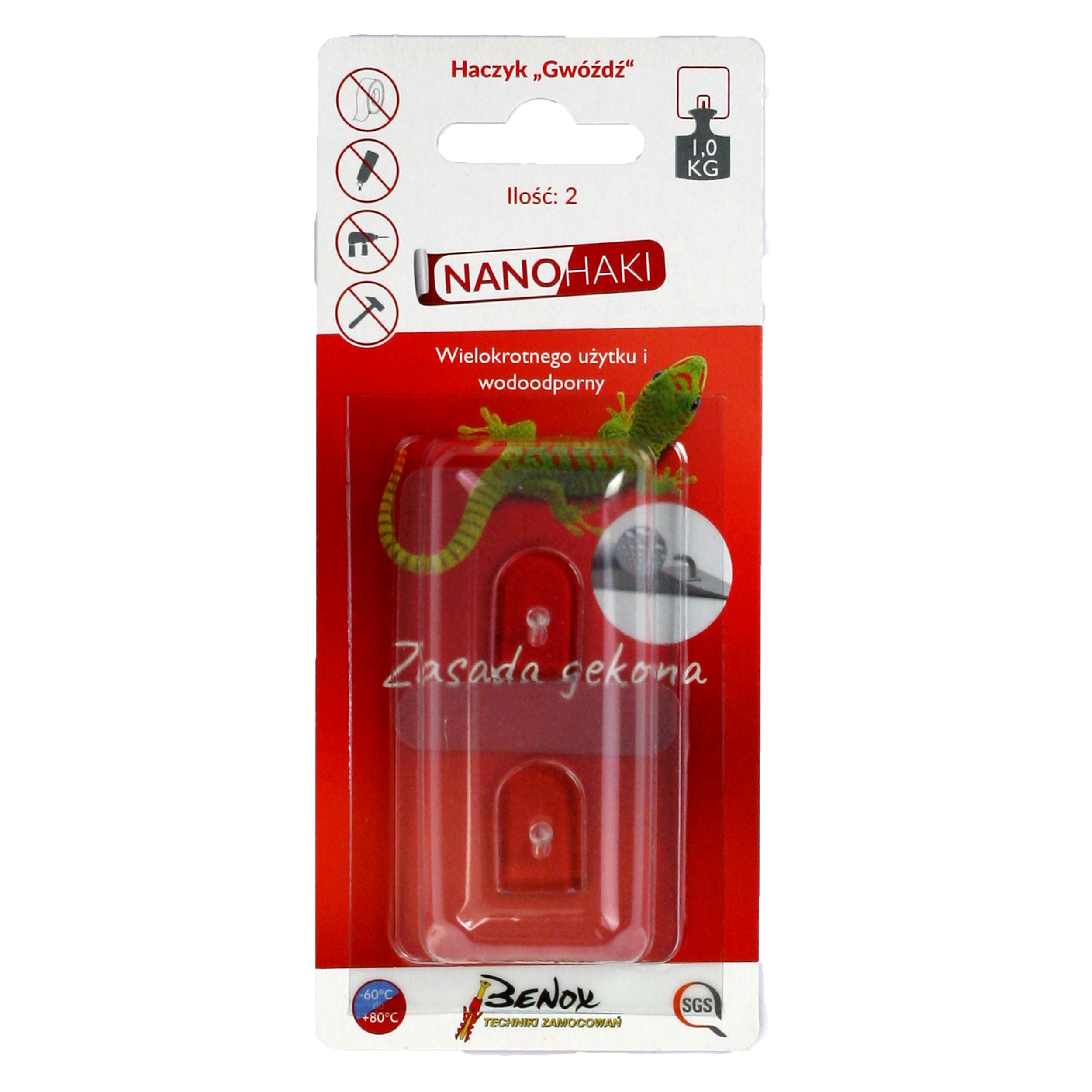 Haczyk samoprzylepny gwóźdź 2 szt. GMS12-11274 Benox