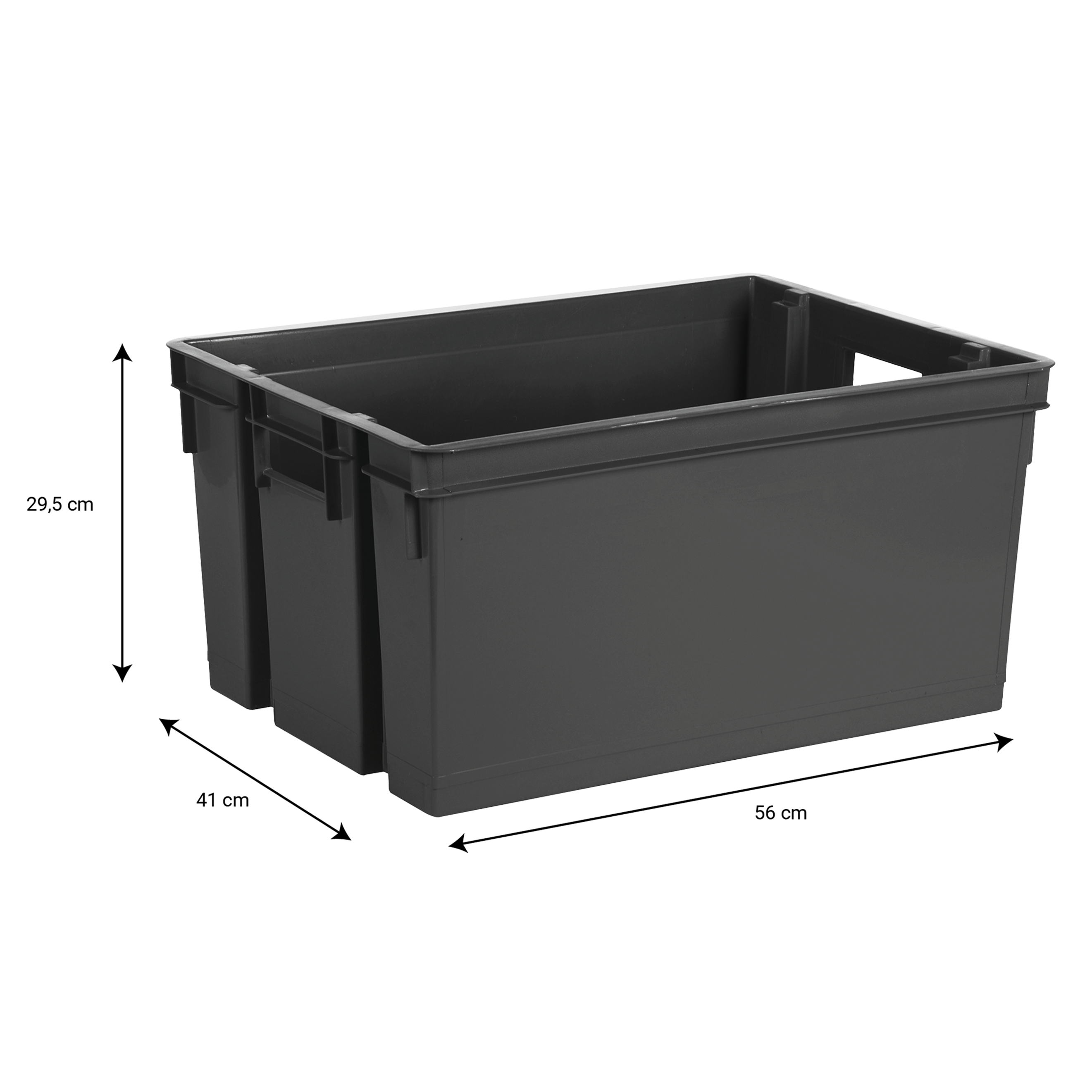 Bac de rangement plastique gris 50 L 56 x 41 x H.29,5 cm - 2