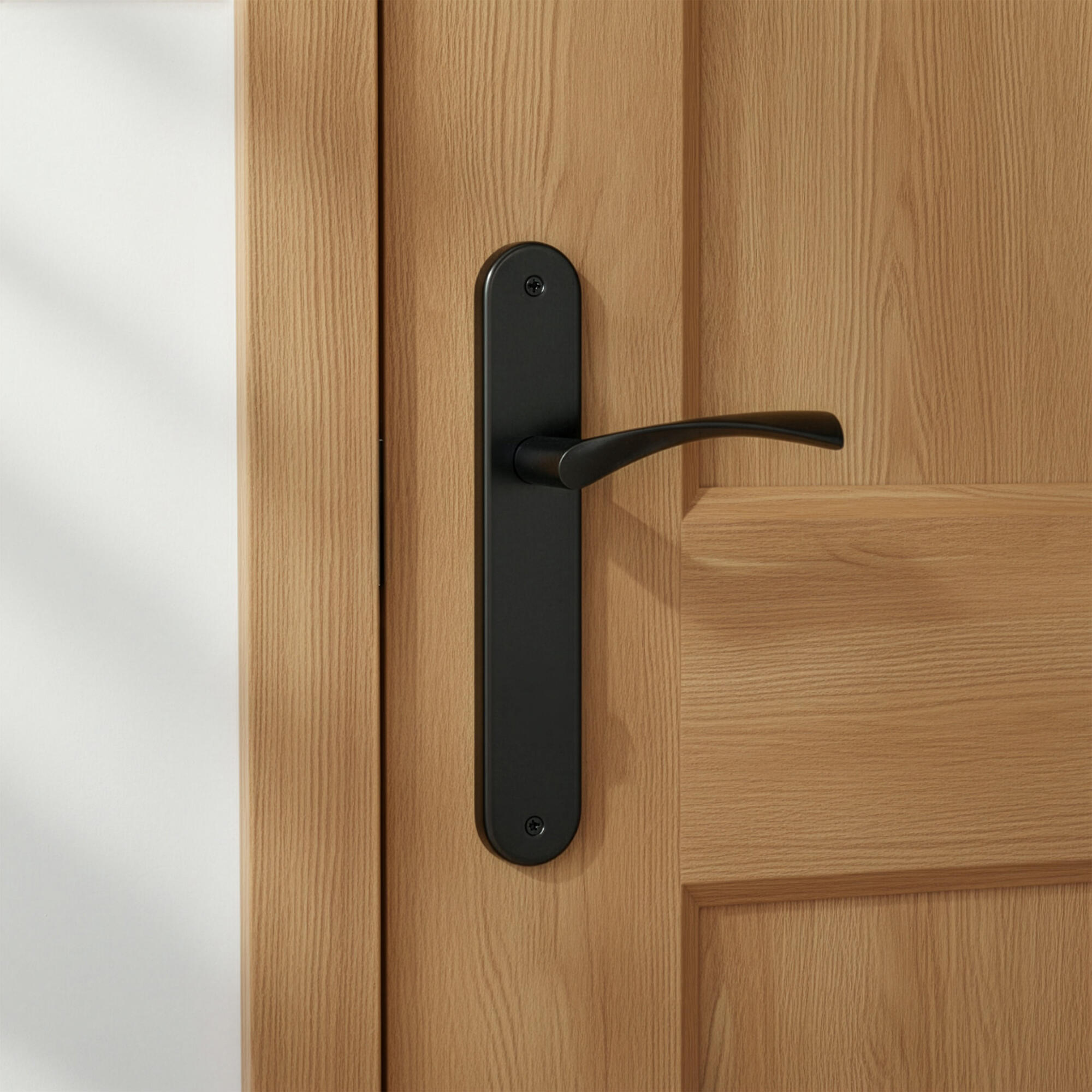 Manilla con placa para puerta en aluminio niquelado color negro 240x45mm - 4