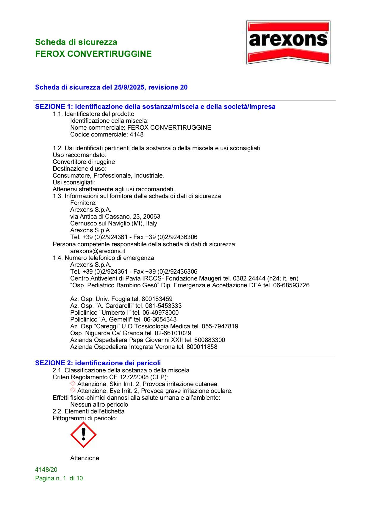 Trattamento antiruggine esterno AREXONS Ferox 0.375 - 3