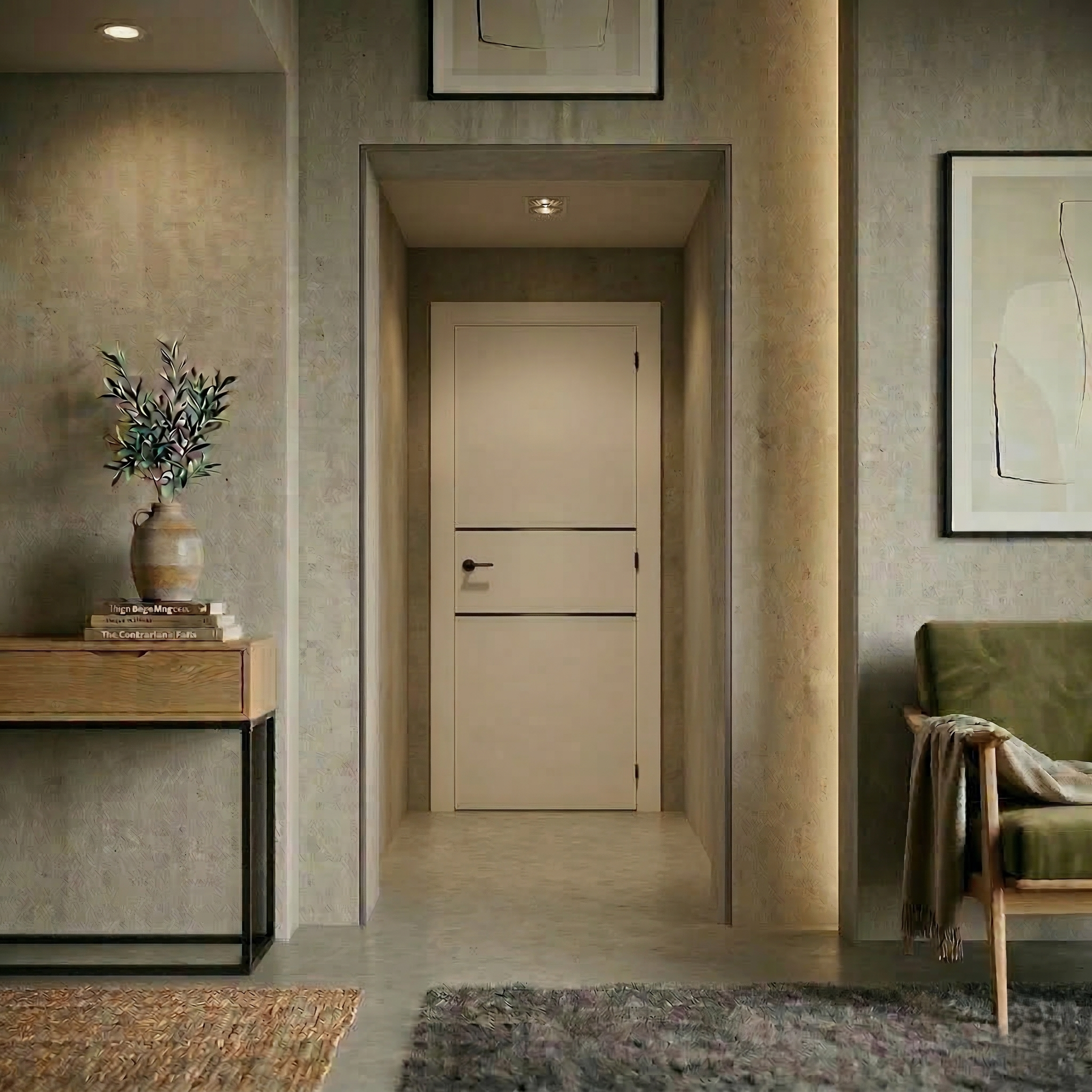 PUERTA INTERIOR EN BLOCK LACADA BLANCA NEGRA VT2 82,5 CM DERECHA - 2