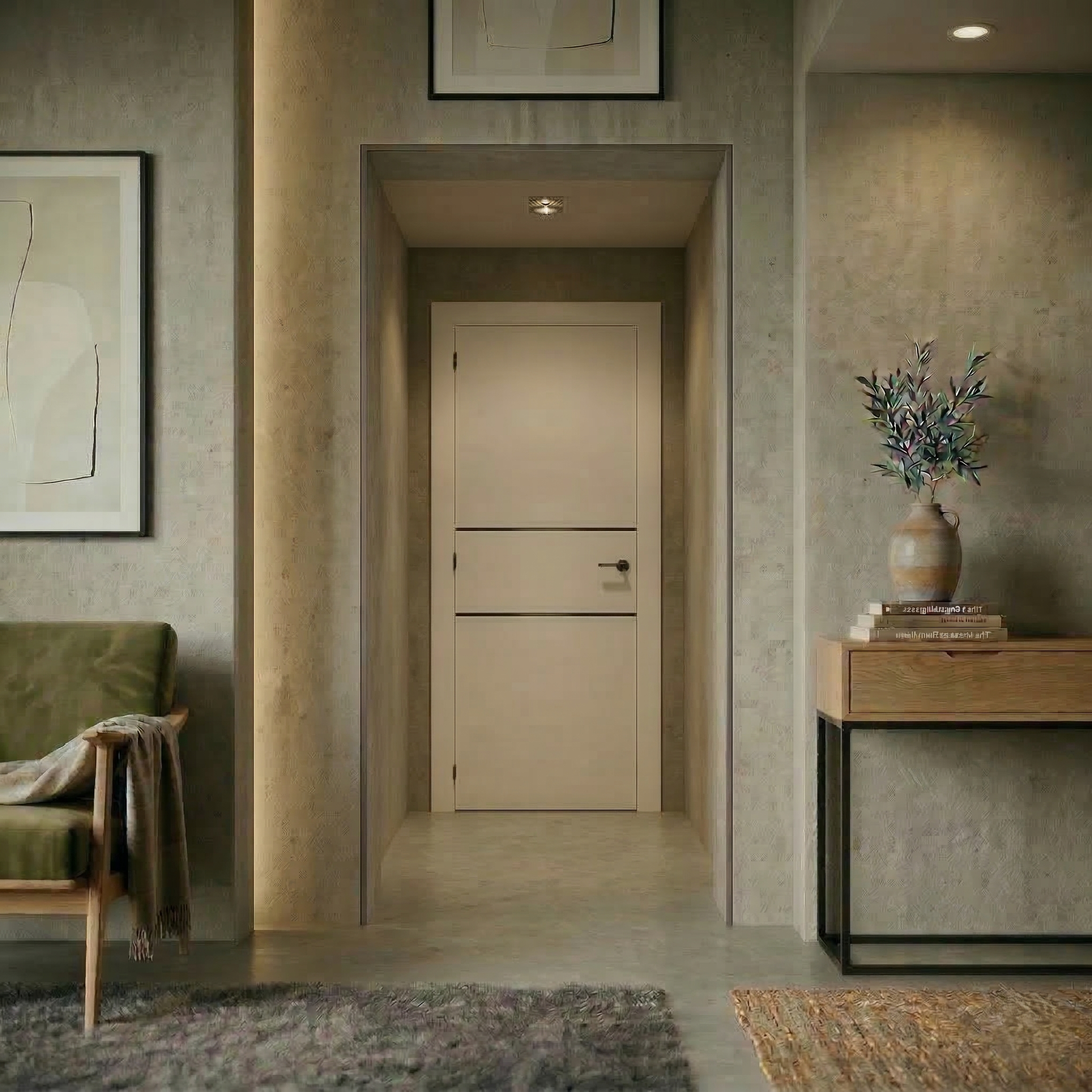 PUERTA INTERIOR EN BLOCK LACADA BLANCA NEGRA VT2 82,5 CM IZQUIERDA - 2