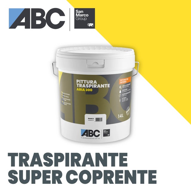Pittura per interni per parete e soffitto traspirante, ABC Aria 300 SAN MARCO Group bianco opaco, 14 L