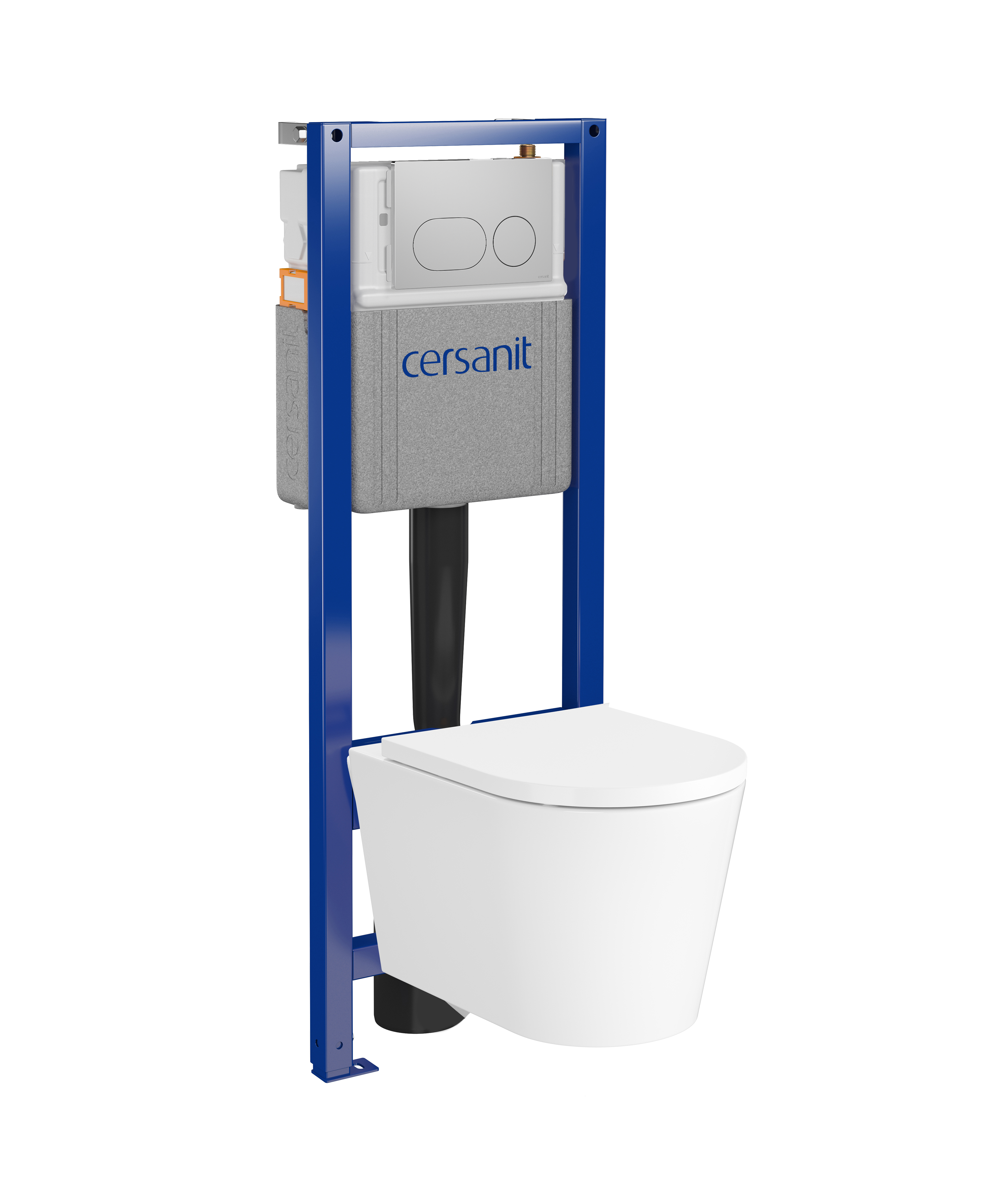 Zestaw podtynkowy WC Xeno z miska wirową deską duroplastową i przyciskiem Auro chrom mat Cersanit