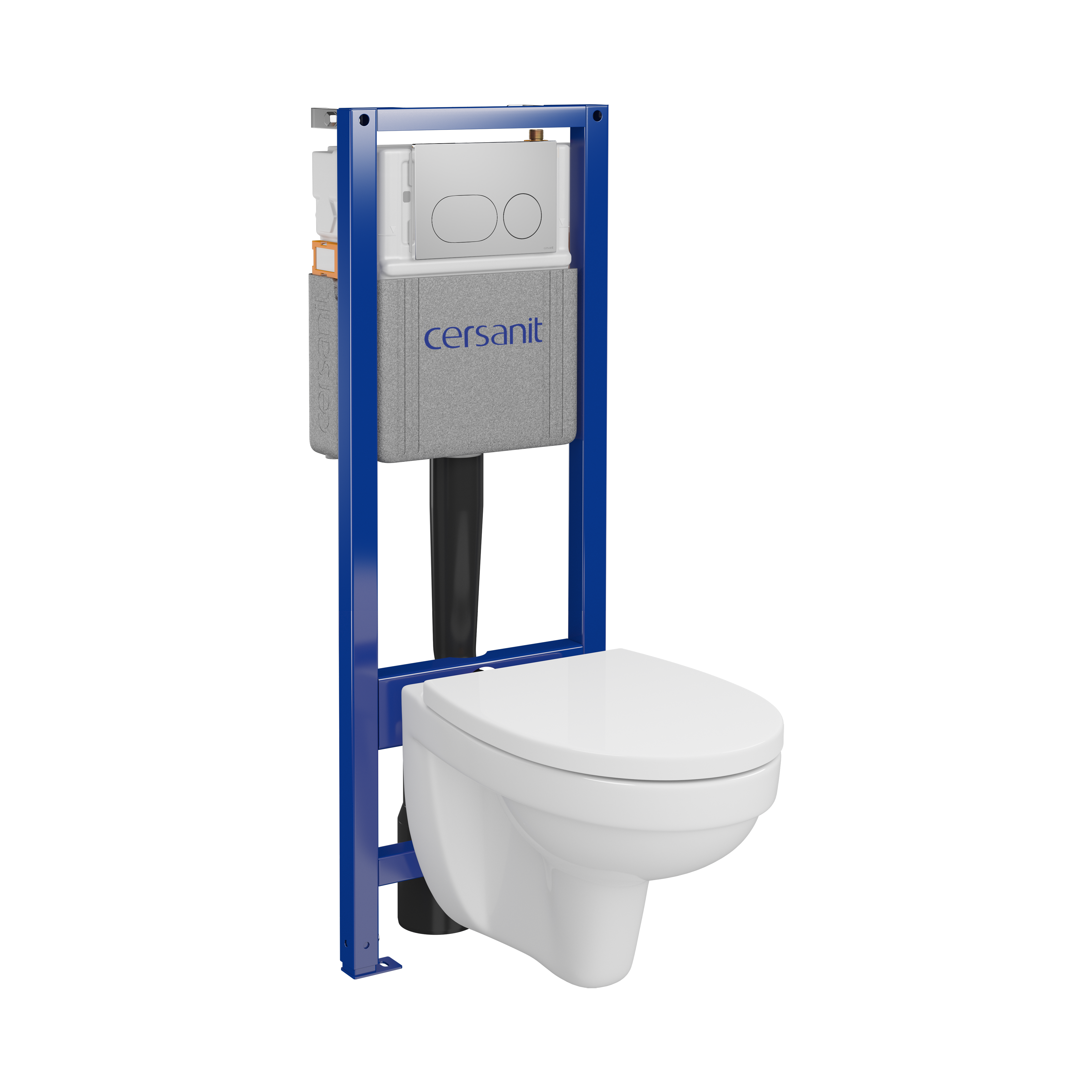 Zestaw podtynkowy WC Aida miska ze zredukowanym kołnierzem deska polipropylen przycisk Auro chrom mat Cersanit