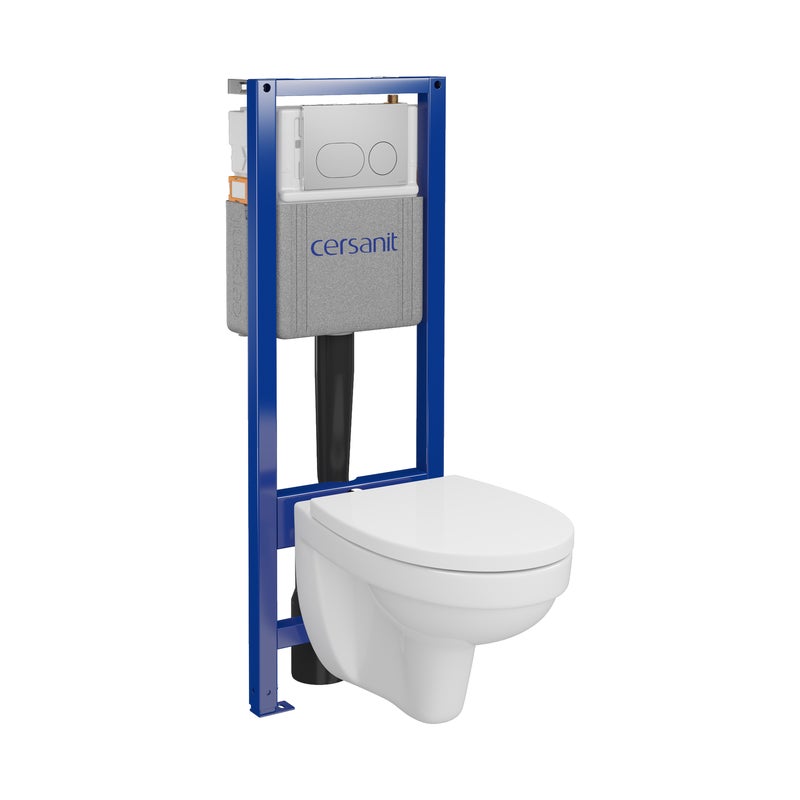 Zestaw podtynkowy WC Aida miska ze zredukowanym kołnierzem deska polipropylen przycisk Auro chrom mat Cersanit