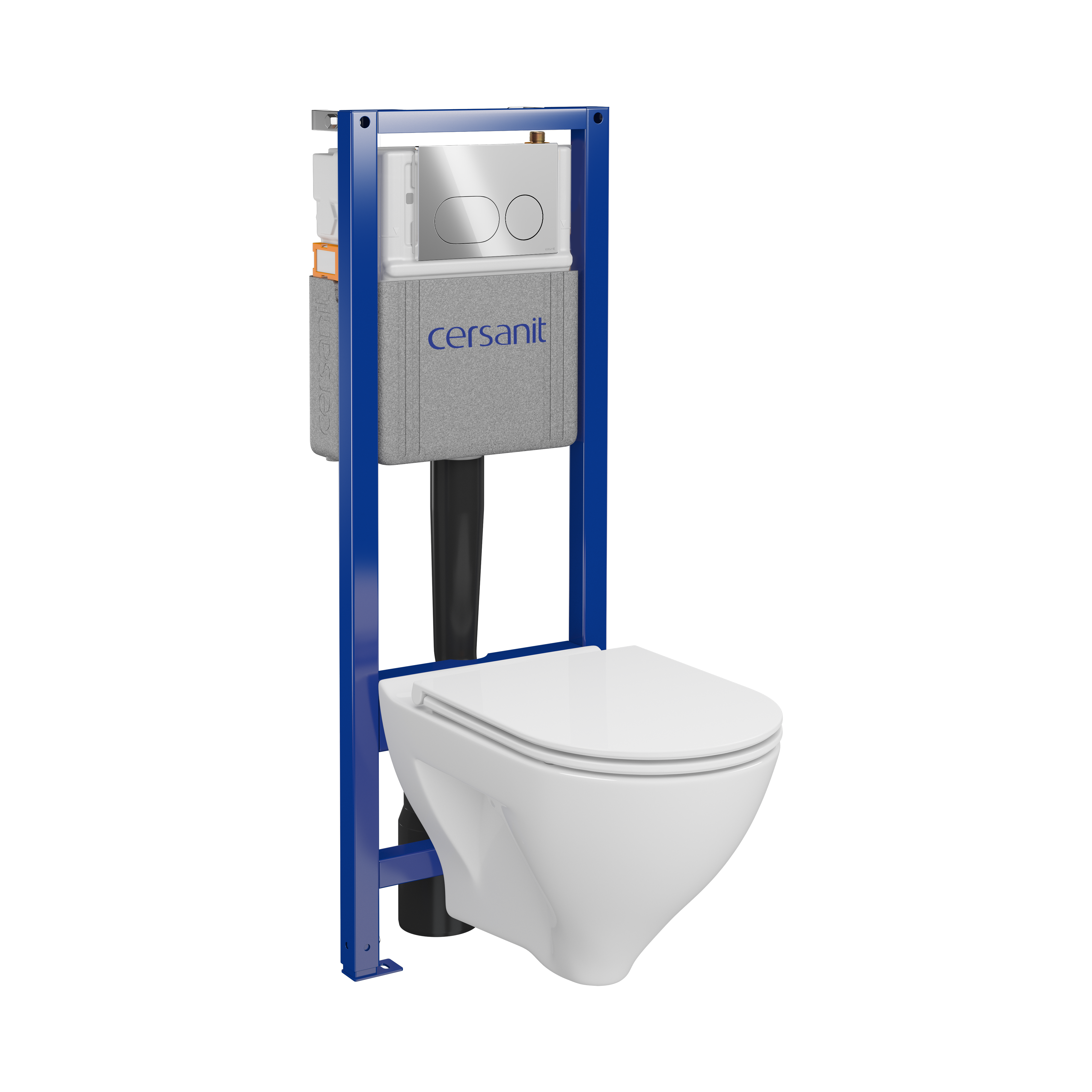 Zestaw podtynkowy WC mechaniczny Lupi miska WC wirowa deska WC duoplast przycisk Auro chrom Cersanit