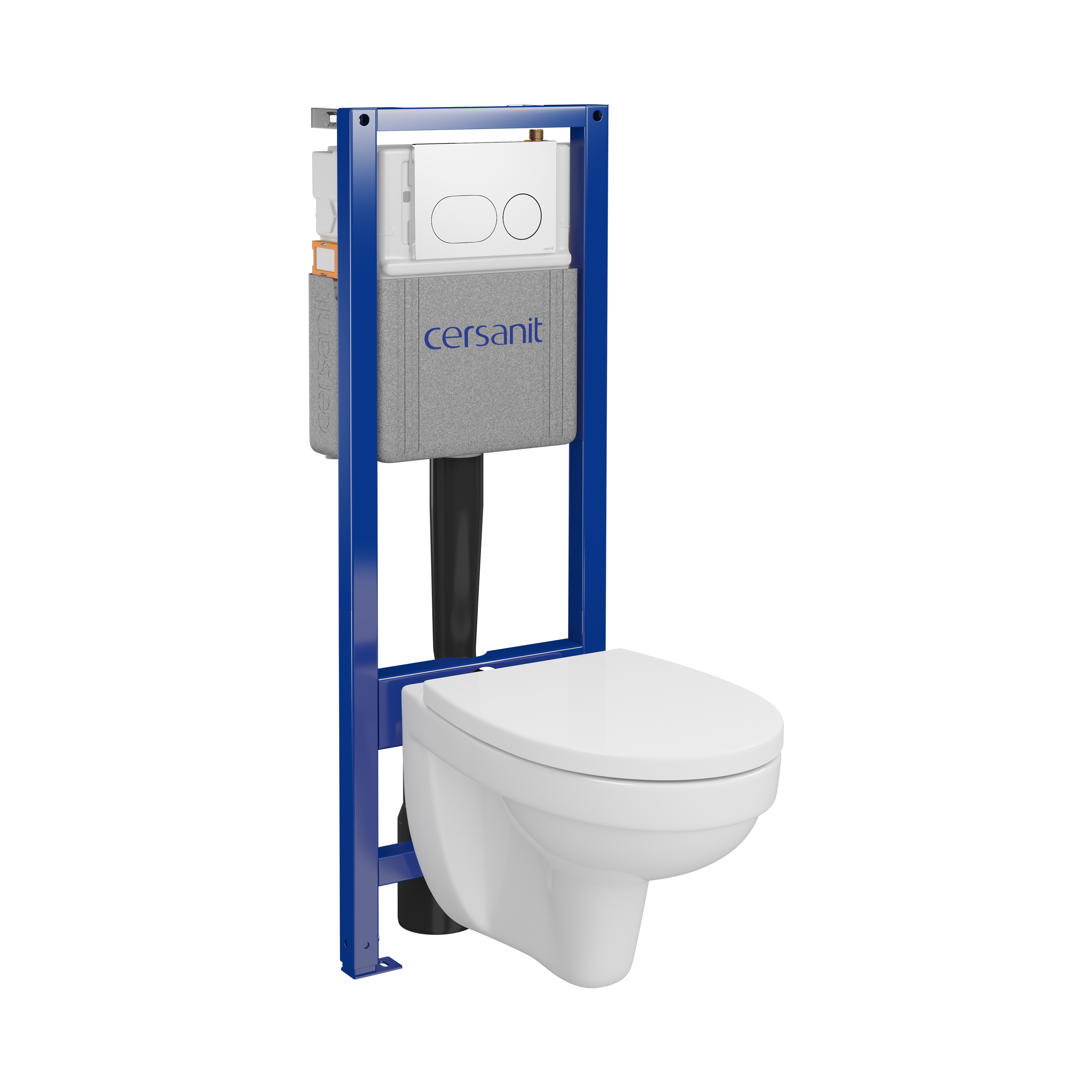 Zestaw podtynkowy WC mechaniczny Aida miska WC zredukowany kołnierz deska WC polipropylen przycisk Auro biały Cersanit
