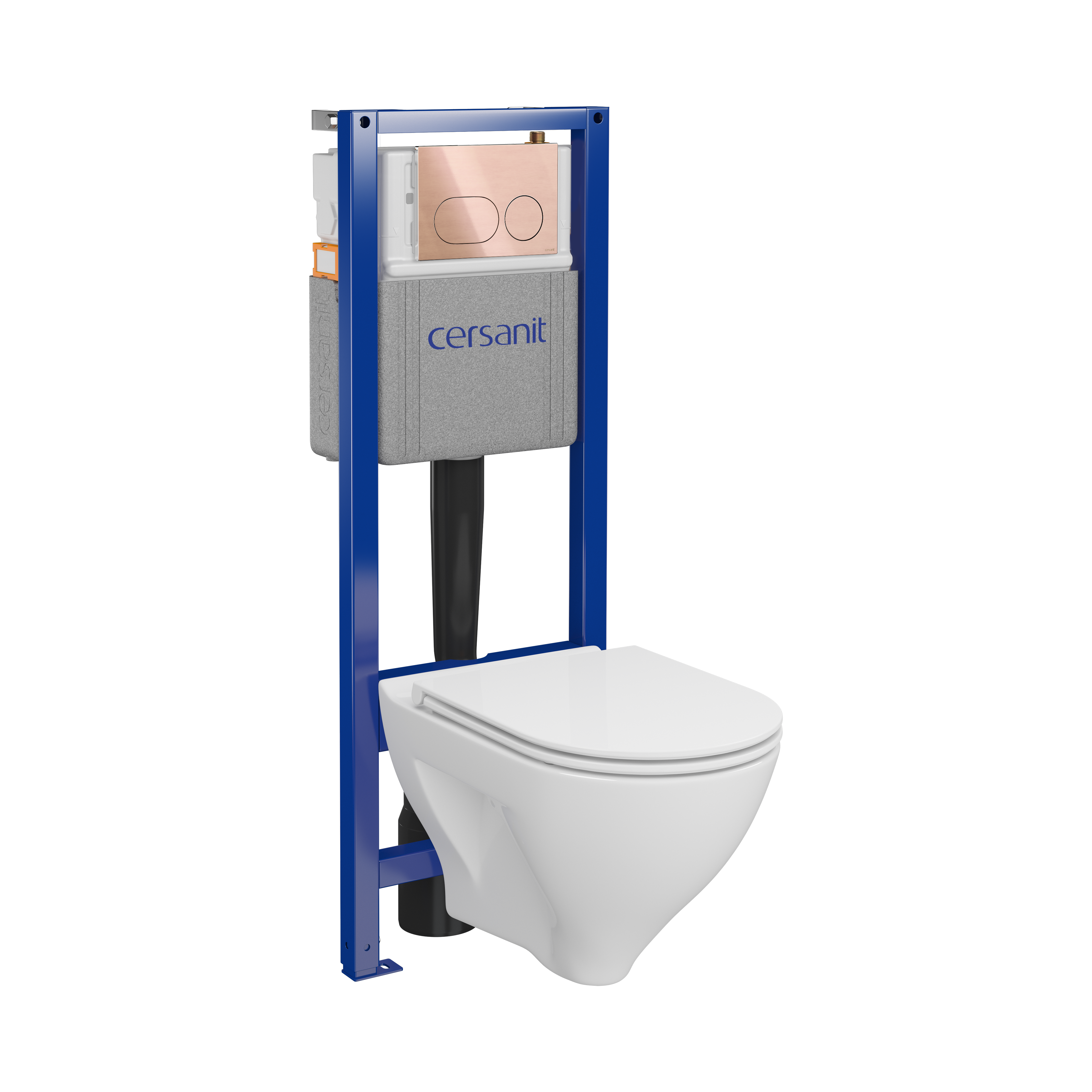 Zestaw podtynkowy WC Lupi miska WC deska duroplast przycisk Auro miedź szczotkowana Cersanit