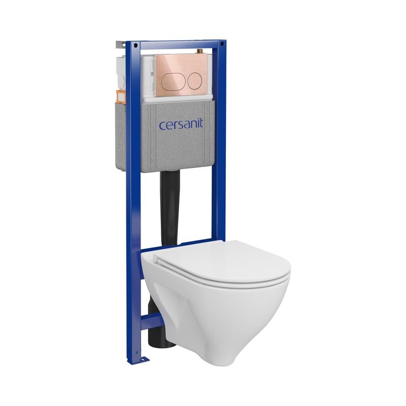 Zestaw podtynkowy WC Lupi miska WC deska duroplast przycisk Auro miedź szczotkowana Cersanit