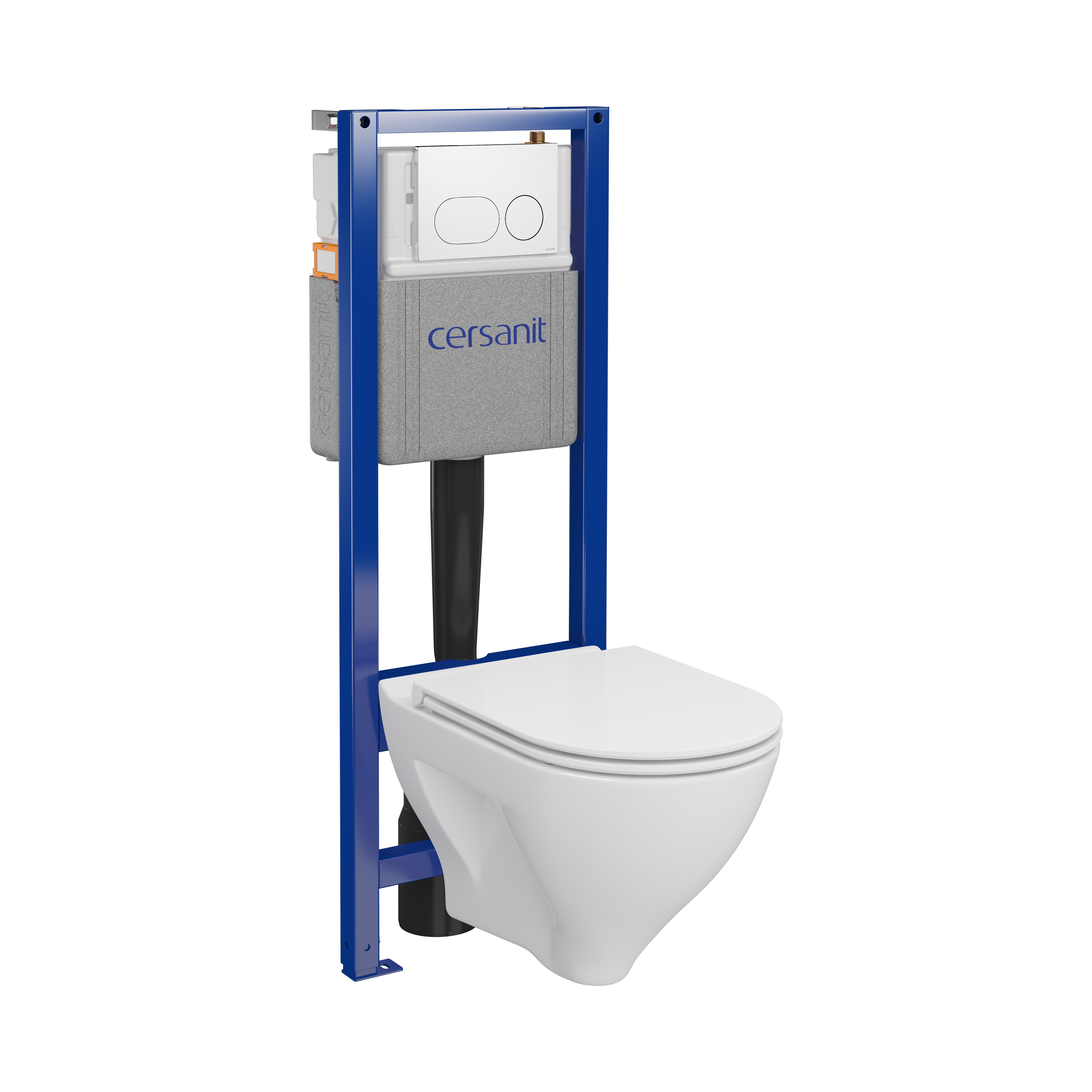 Zestaw podtynkowy WC mechaniczny Lupi miska WC wirowa deska WC duoplast przycisk Auro biały Cersanit