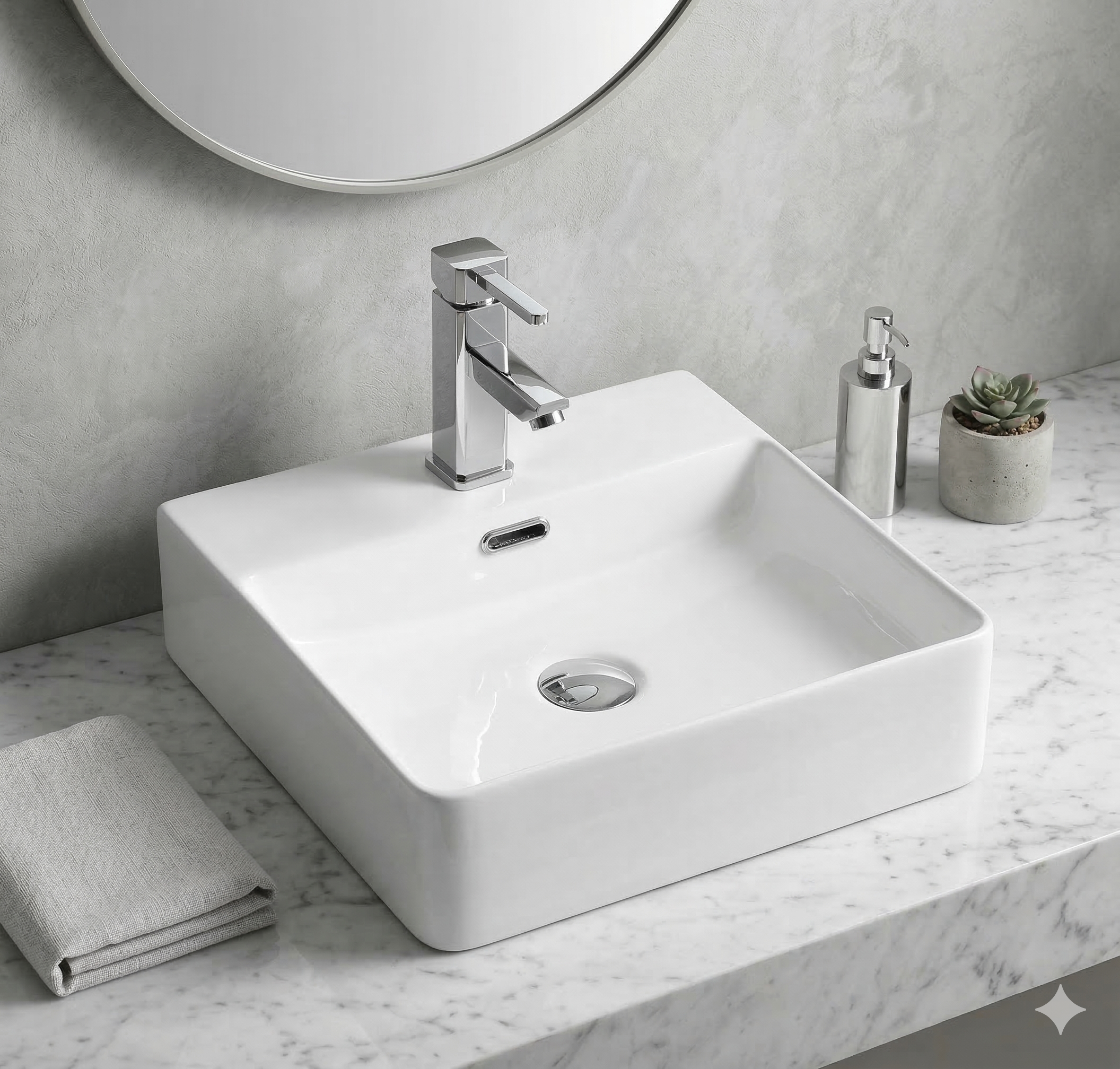 LAVATÓRIO POUSAR QUADRADO 42X42X12CM BRANCO - 3