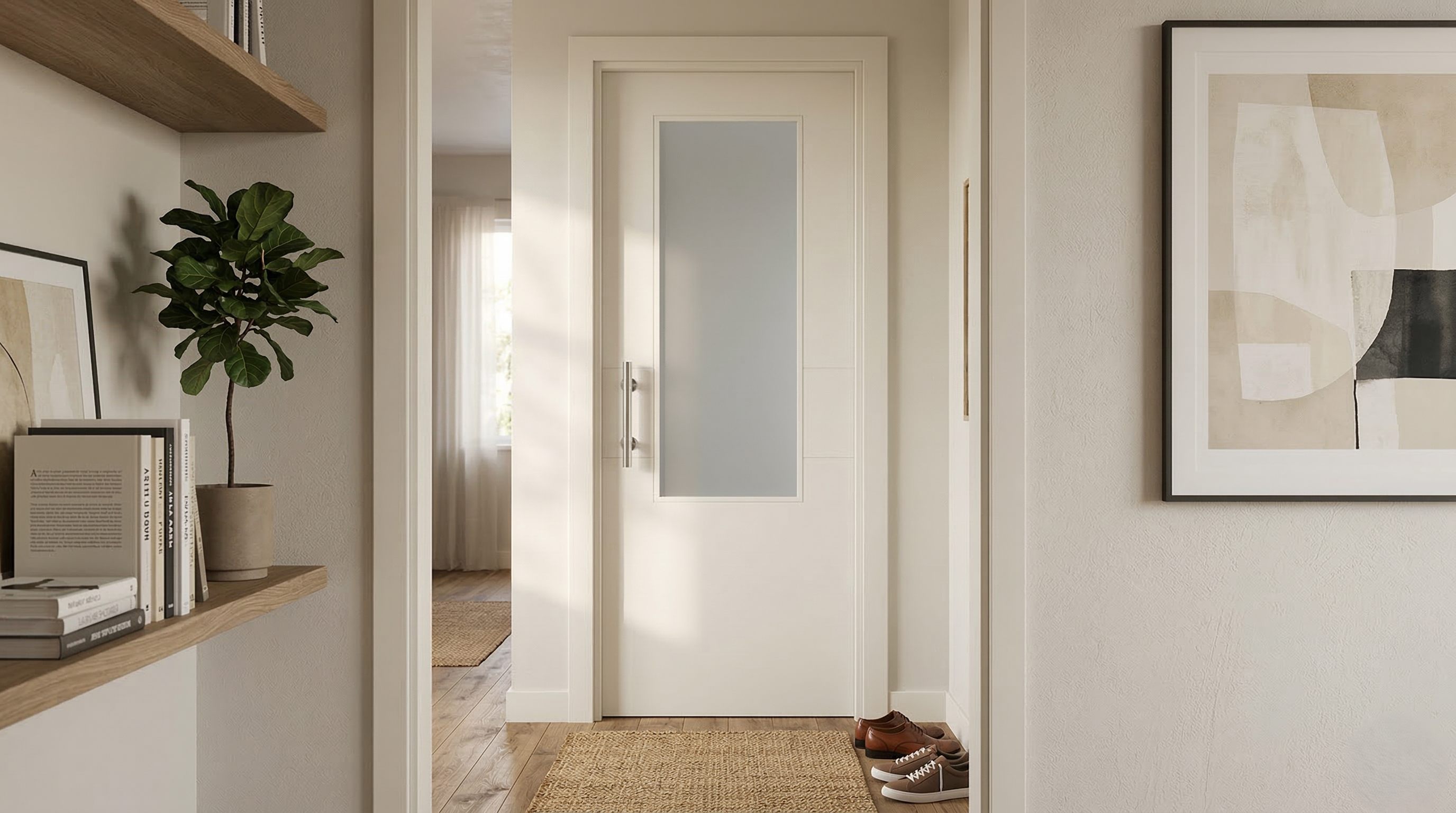 PUERTA ABATIBLE EN BLOCK LACADA BLANCA 72,5CM DERECHA - 2