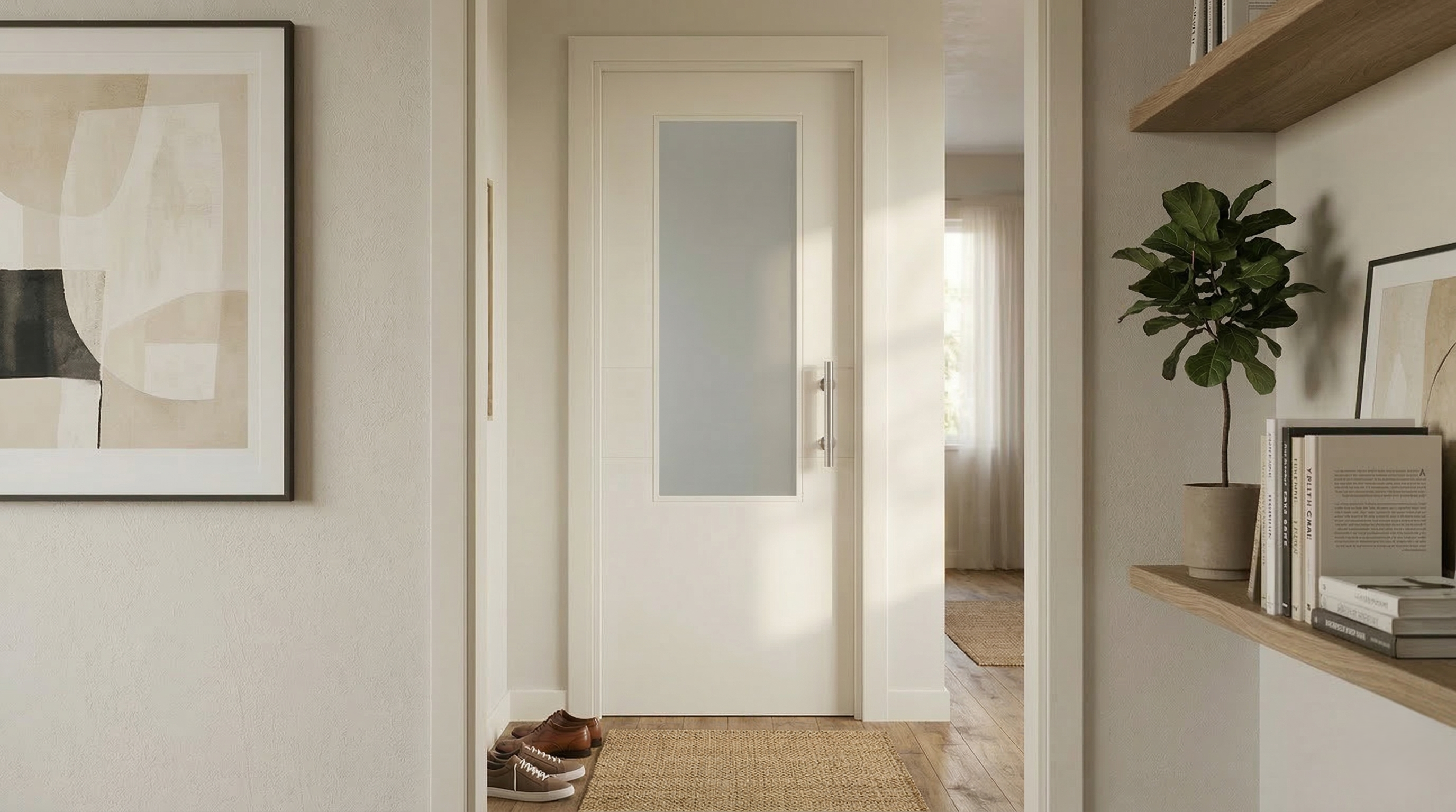 PUERTA ABATIBLE EN BLOCK LACADA BLANCA 82,5CM IZQUIERDA - 2