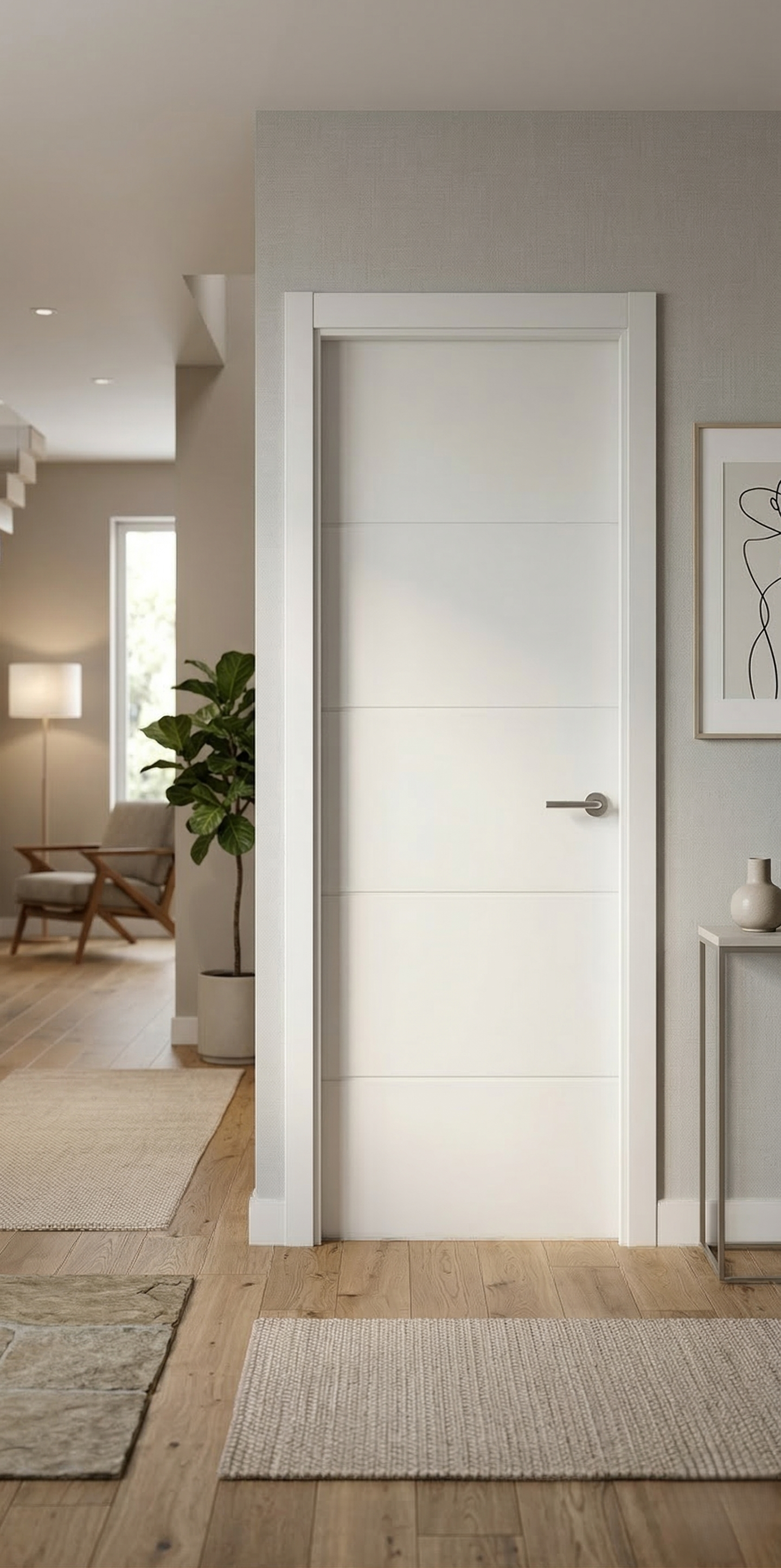 PUERTA ABATIBLE EN BLOCK VT5 LACADA BLANCA 82,5CM CIEGA IZQUIERDA - 2