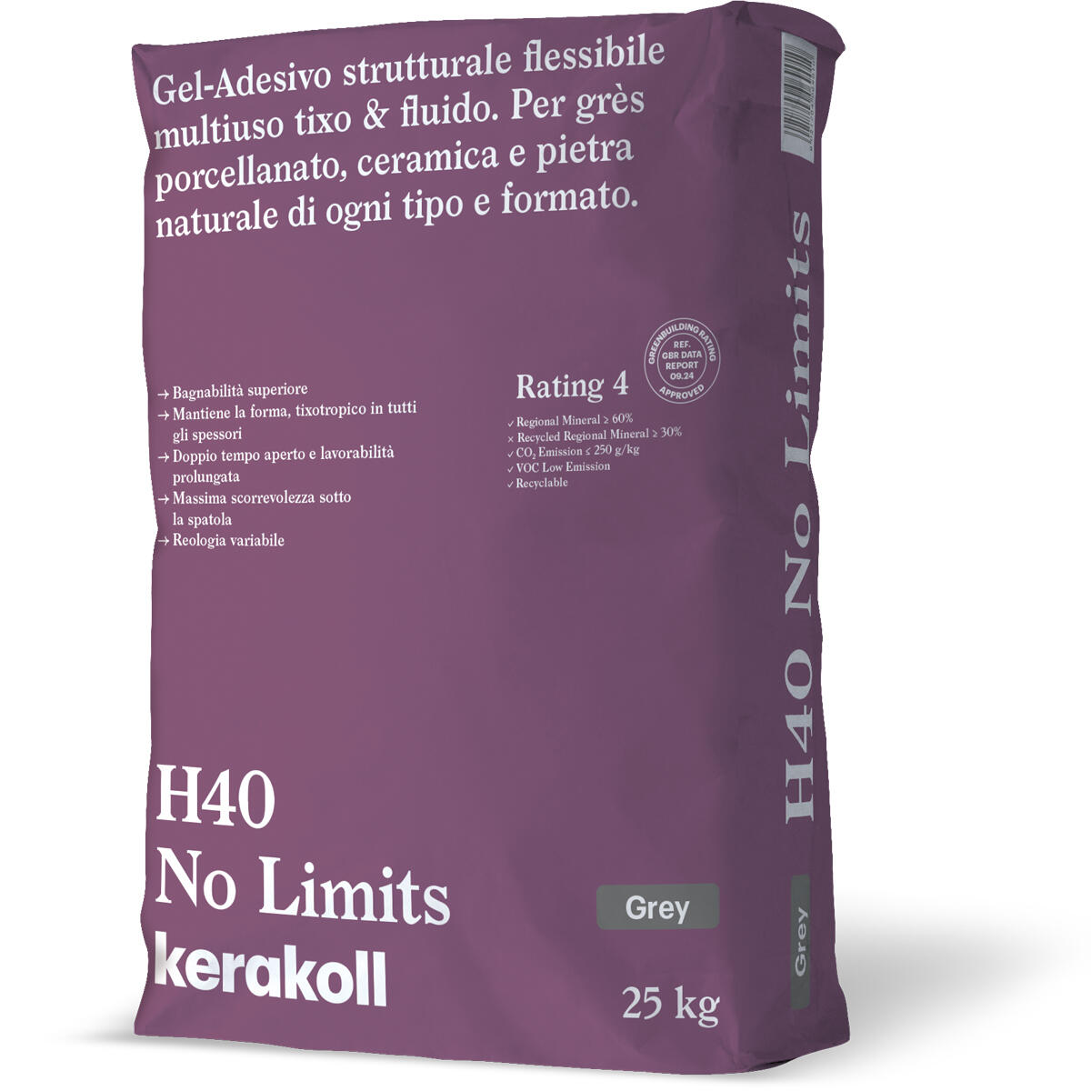 Malta adesiva in polvere KERAKOLL H40 No Limits 25 kg grigio C2TE - 2