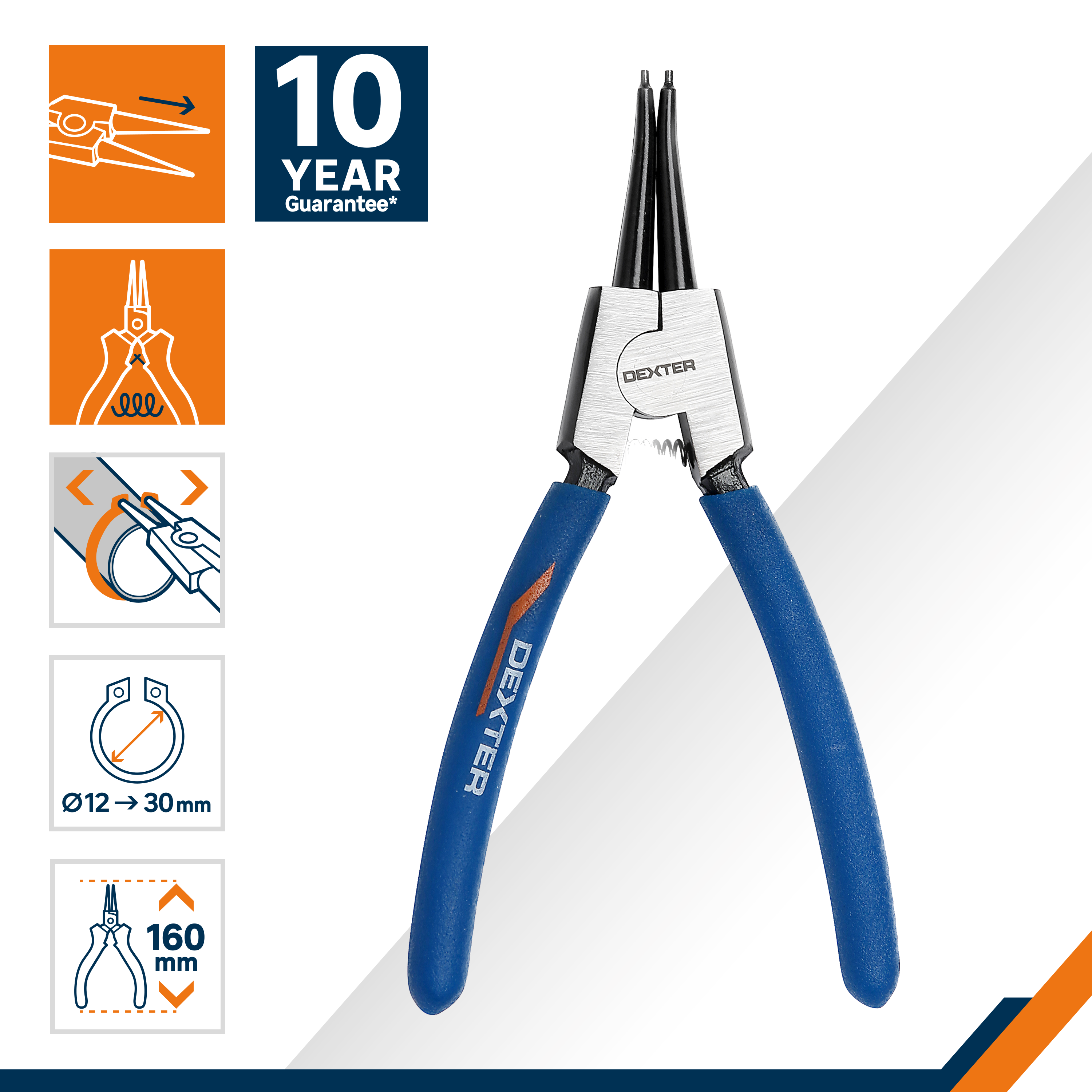Alicate para arandela con exterior recto DEXTER 160 - 2