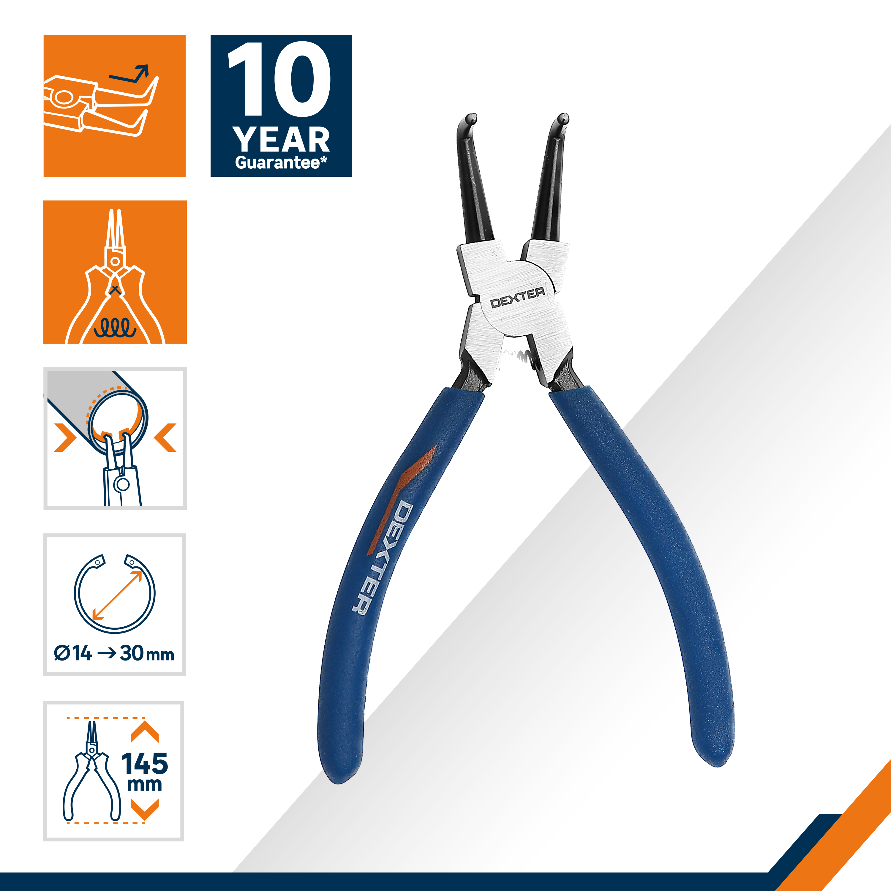 Pince circlip non isolé DEXTER, 160 mm - 2