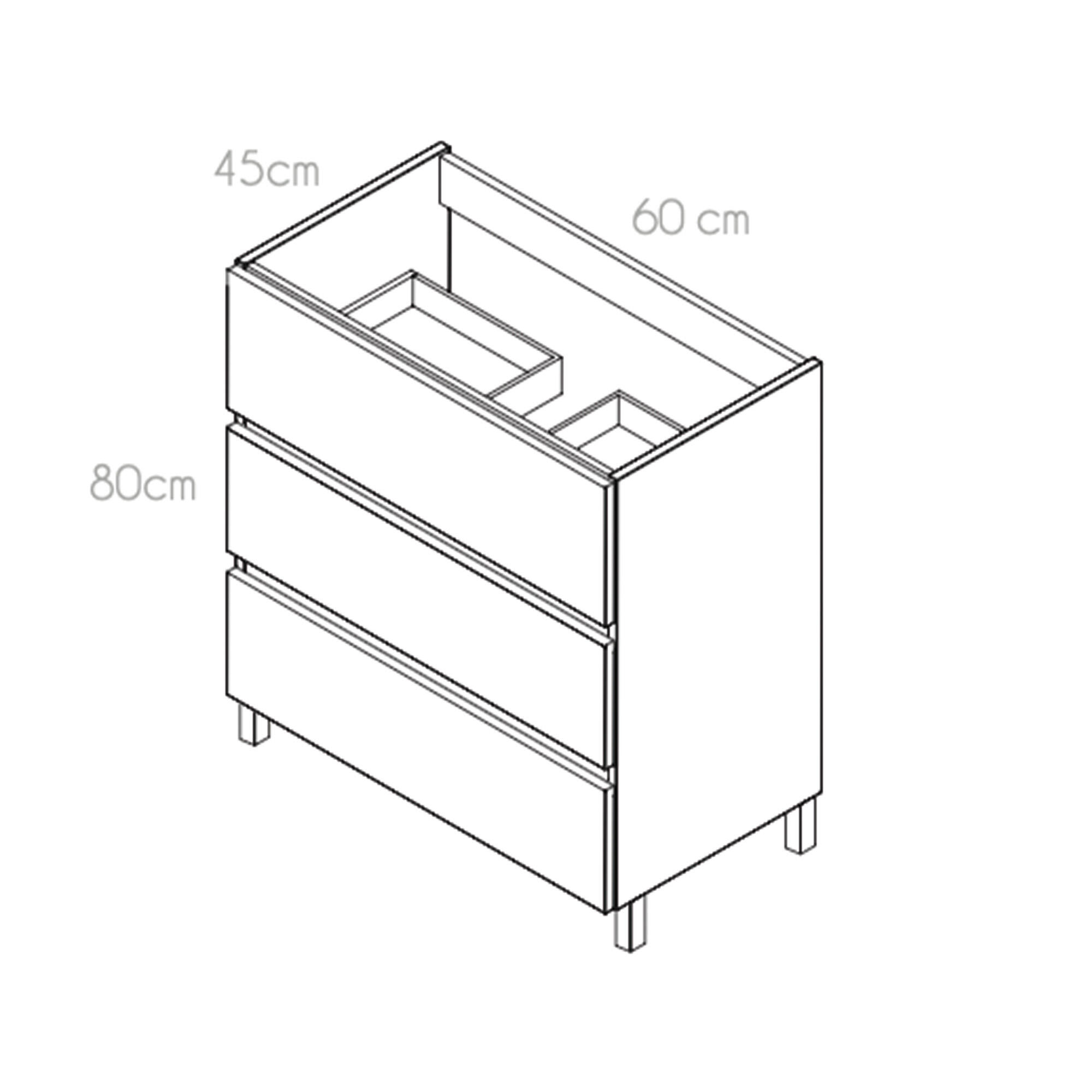 Meuble sous vasque sur pieds 3 tiroirs aspect chêne L80 x P46 x H85 cm - BOSTON - 4